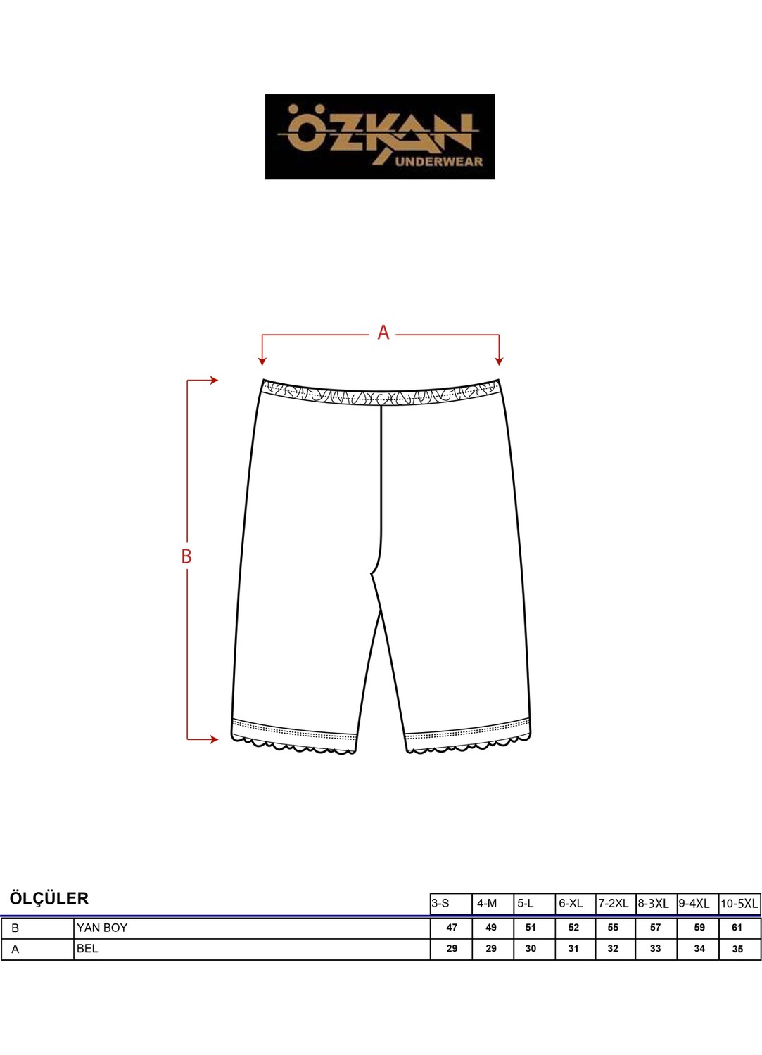 Özkan Underwear 0114 3'lü Paket Kadın Pamuklu Dantelli Ribana Esnek Yumuşak Paçalı Alt İçlik Don Külot Tayt görsel 8