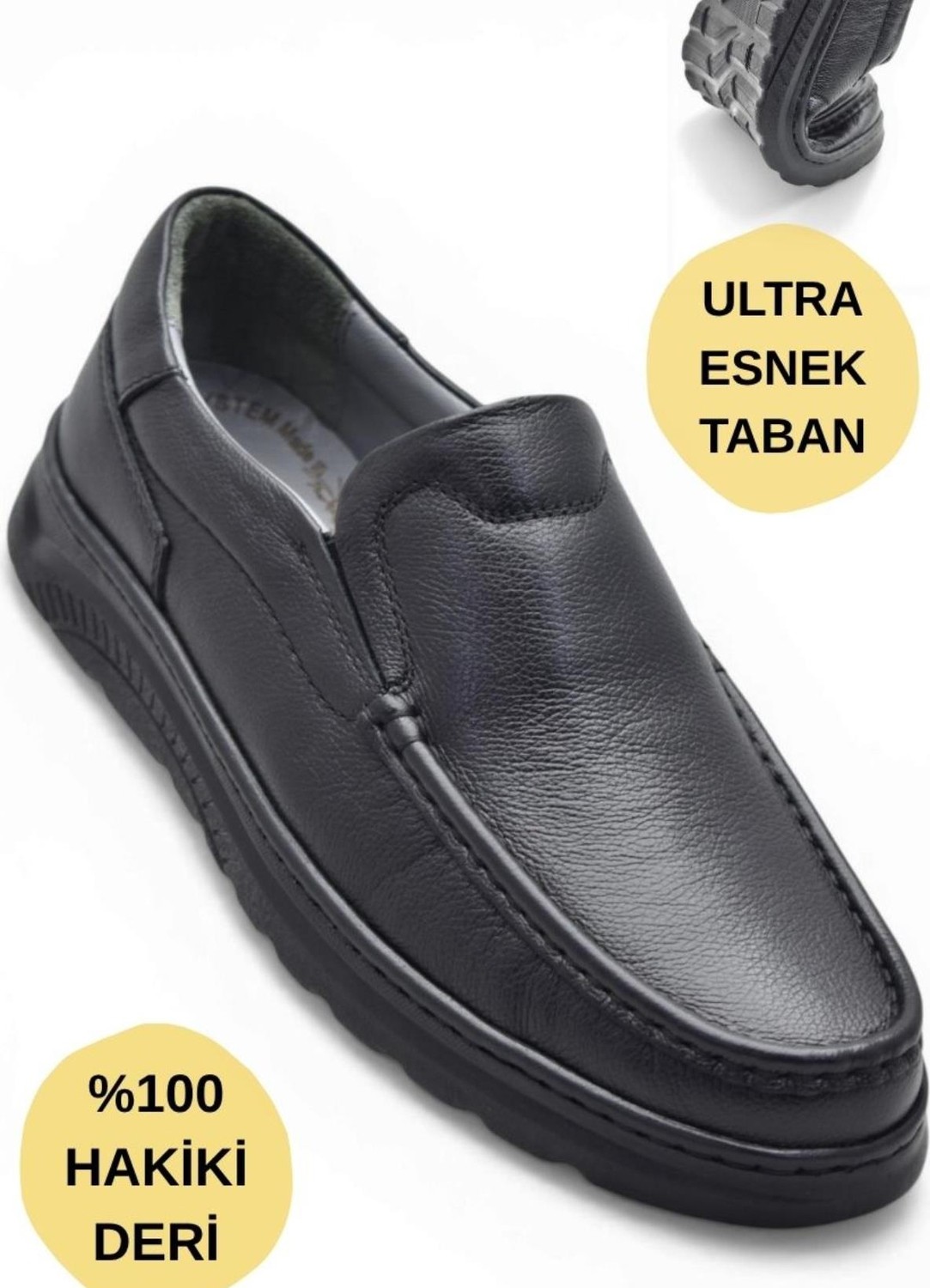 Ispartalılar 2107 Tam Ortopedik Taban %100 Hakiki Deri Erkek Ayakkabı Bağcıksız Yazlık Erkek Ayakkabı
