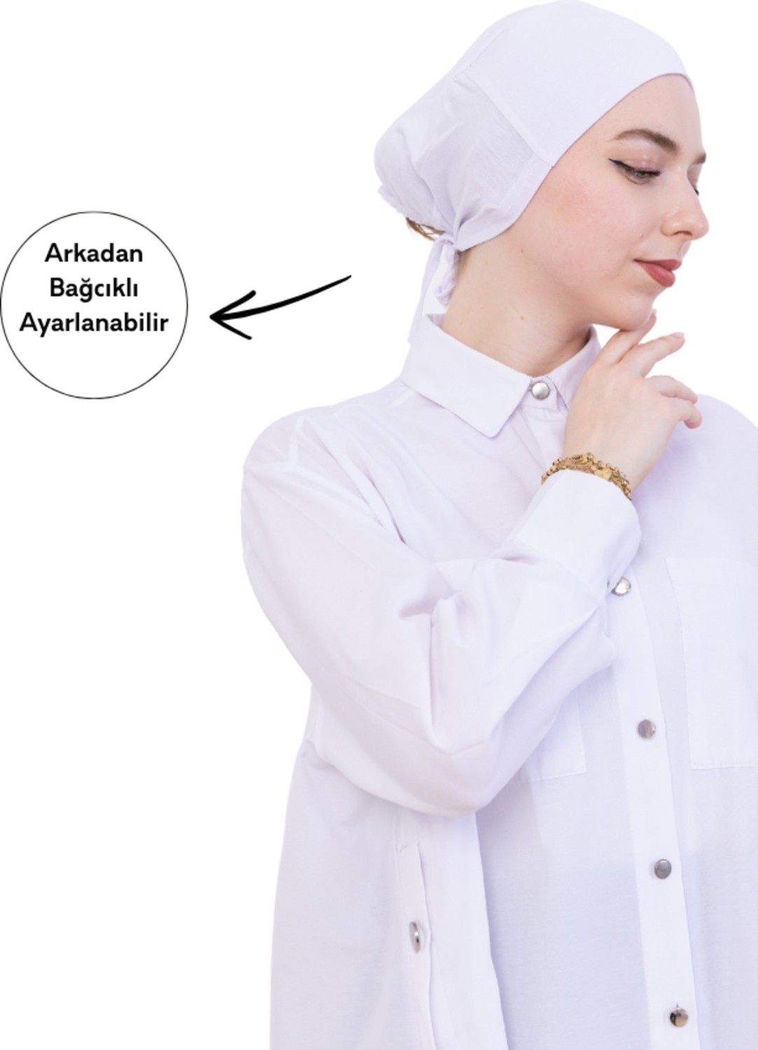 Modish Group Kadın Tesettür Bone Bağcıklı Dikişsiz Penye 4 Parça Set görsel 5