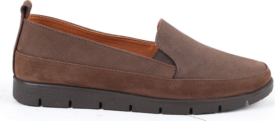 Libero L076.2274-1 Hakiki Süet Deri Lazer Dokulu Esnek Lastikli Kalın Taban Kadın Comfort Loafer görsel 2