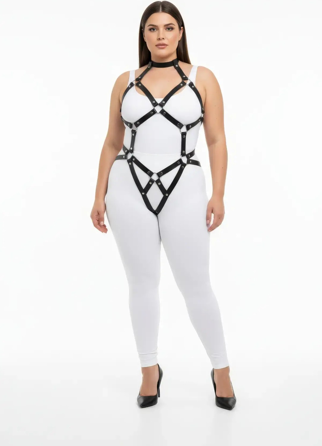 Motto10 Butik HDY MOTTO10 Butik Büyük Beden Siyah Kadın Harness Takım Deri Halka Detaylı Fantazi Vücut Aksesuarı - APFT514 görsel 5