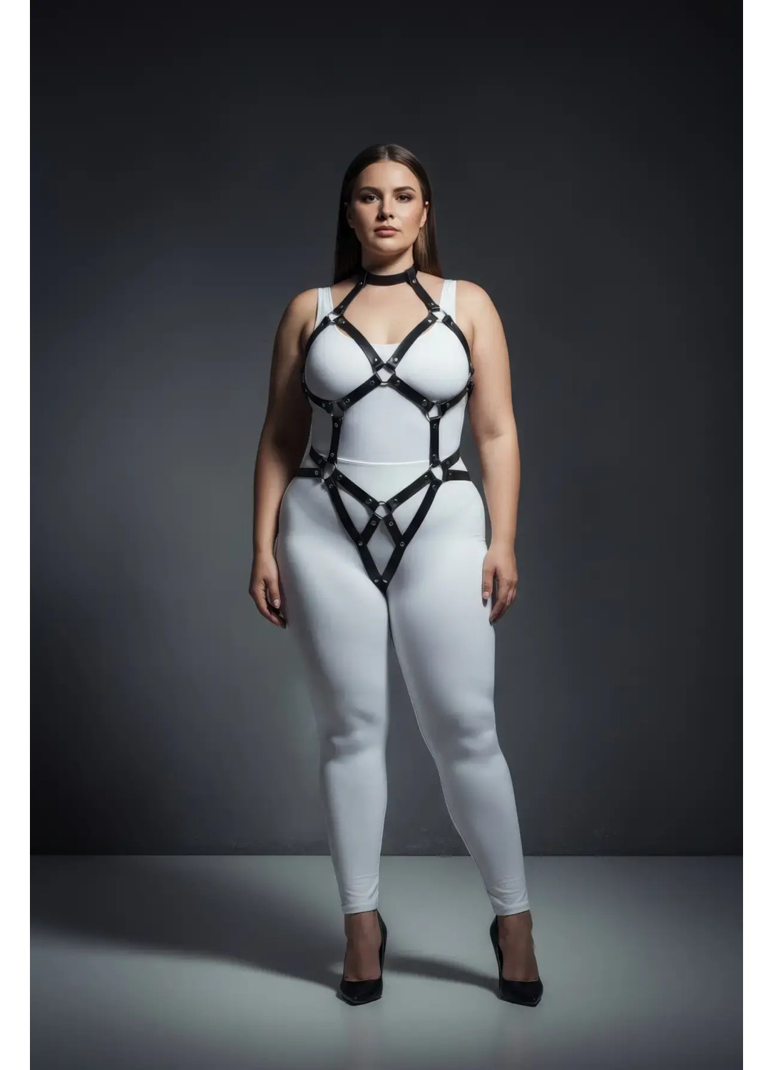Motto10 Butik HDY MOTTO10 Butik Büyük Beden Siyah Kadın Harness Takım Deri Halka Detaylı Fantazi Vücut Aksesuarı - APFT514 görsel 8