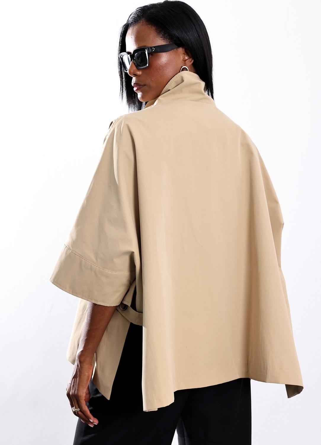 5in1Canpolat Camel Oversize Kısa Trençkot 87159 görsel 6