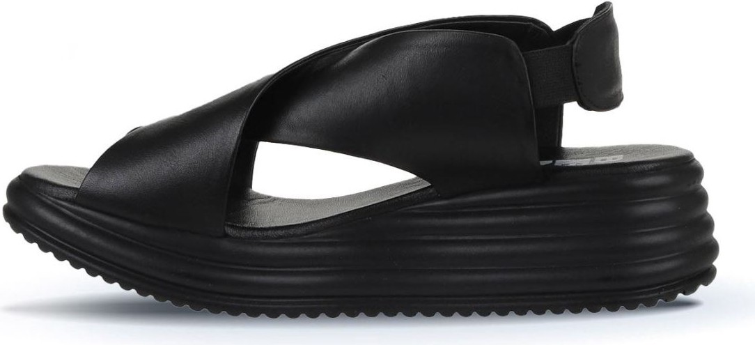 Bueno Shoes Siyah Deri Kadın Dolgu Topuklu Sandalet 01WY5703 01WY5703 görsel 4