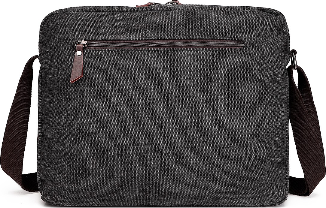 Hüvendo Cactive Kanvas Su Geçirmez Kumaş Uzun Askılı Laptop Bölmeli Unisex Postacı Çantası Siyah görsel 3