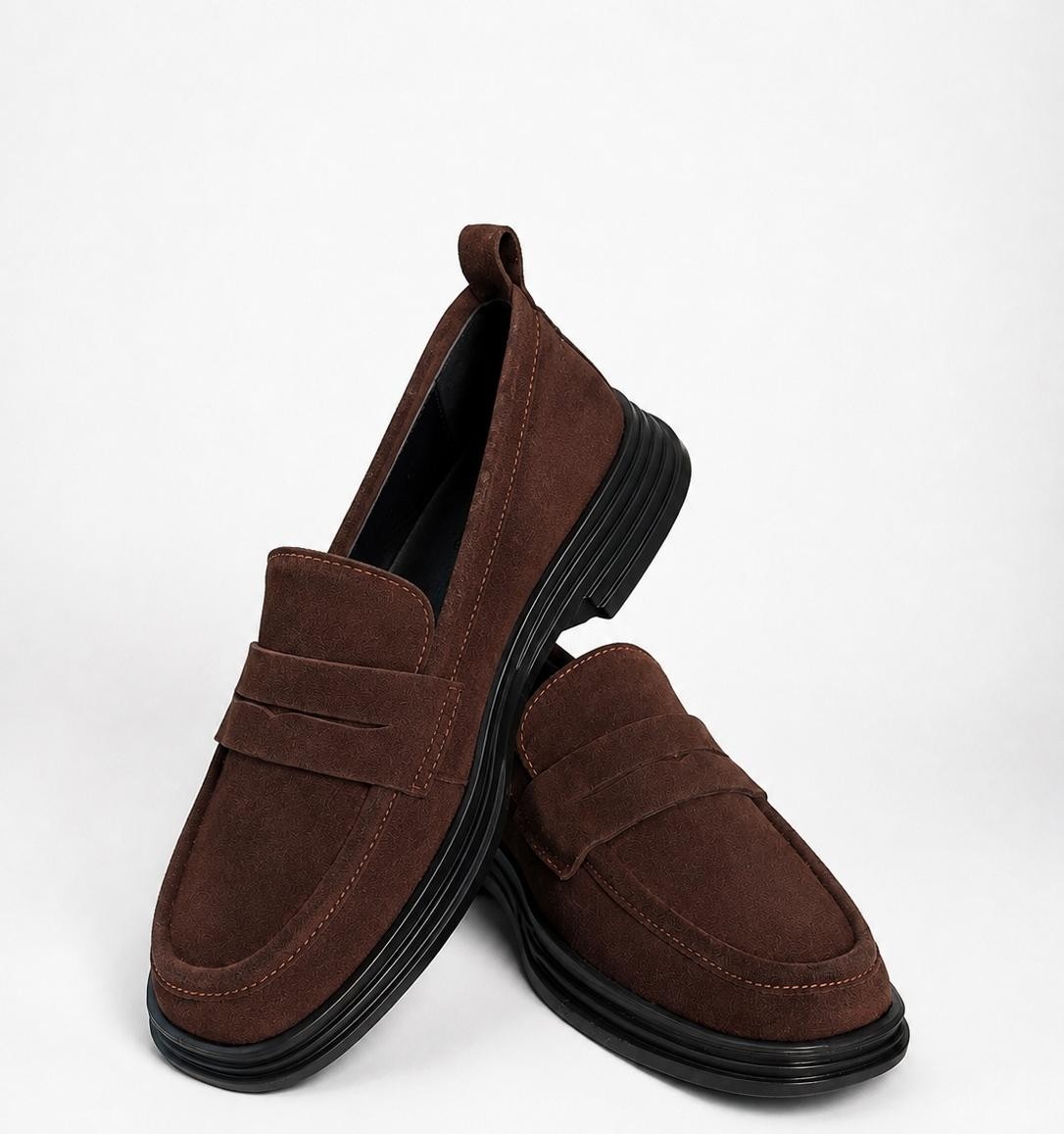 Butik Noble Shoes Hakiki Deri Kahve Süet Kadın Loafer Ayakkabı görsel 4