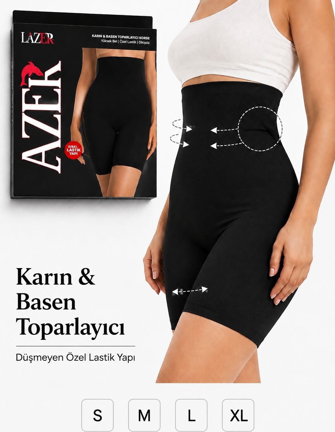 Qulat Paçalı Lazer Kesim Yüksek Bel Toparlayıcı Korse, Karın Basen Sıkılaştırıcı, Iz Yapmaz
