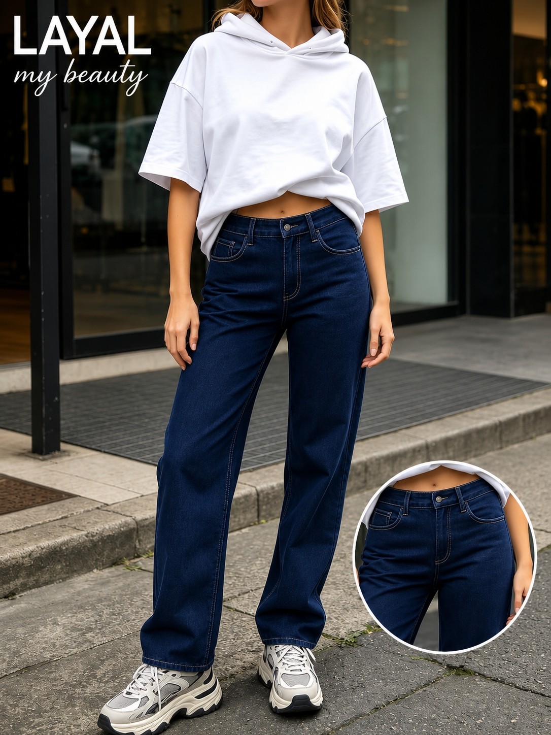 Layal My Beauty Alice Kadın Palazzo Power Likralı Süper Yüksek Bel Salaş Jeans Kot Pantolon Yeni Sezon 3