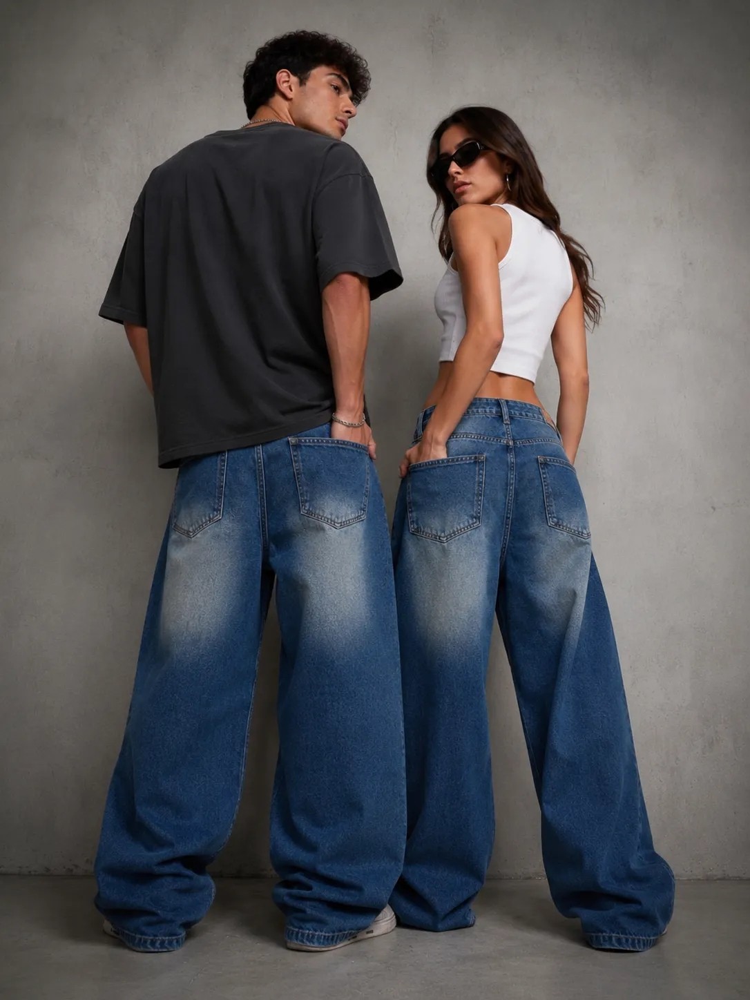 St.Poll Eskitme Yıkamalı Baggy Jean Kadın Denim Geniş Paça Günlük Stil L Beden görsel 4