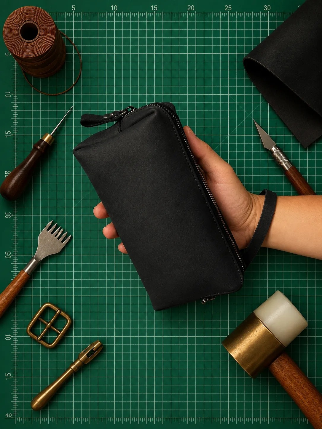 Vintage Leather Craft Hakiki Deri Erkek El Çantası görsel 4