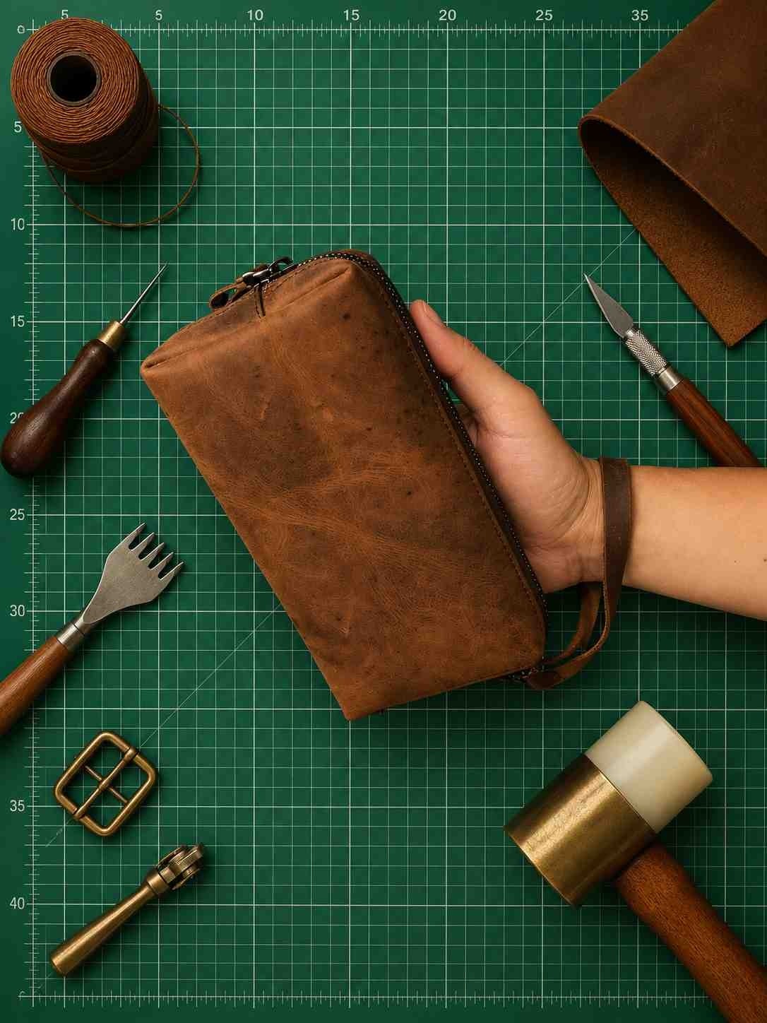 Vintage Leather Craft Hakiki Deri Erkek El Çantası görsel 2