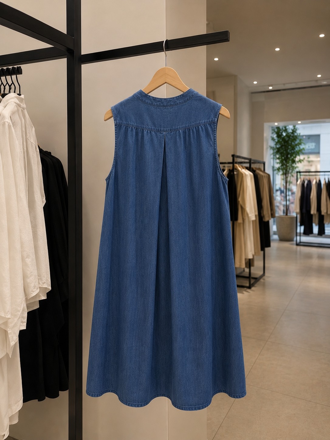 HC Kids Wear Kolsuz V Yaka Büyük Beden Pamuklu Denim Elbise görsel 6