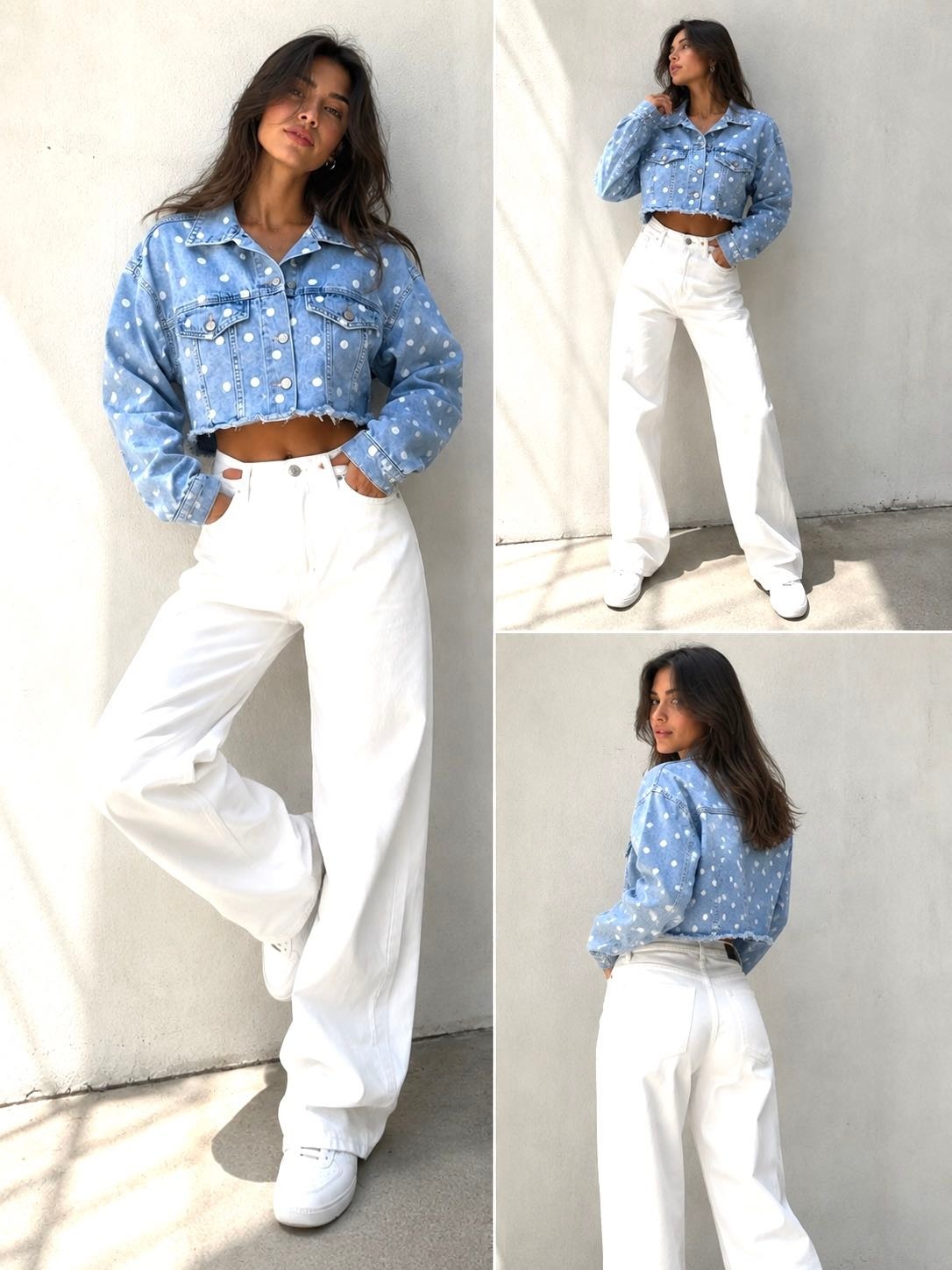 Aida Fashion Puanteyli Denim Ceket görsel 2