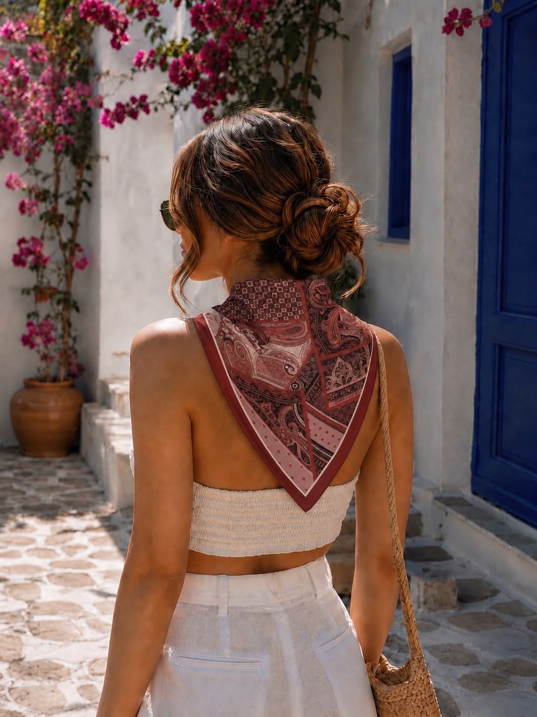 Revam Collection Etnik Desen Bandana Fular Şal 50X50CM görsel 2