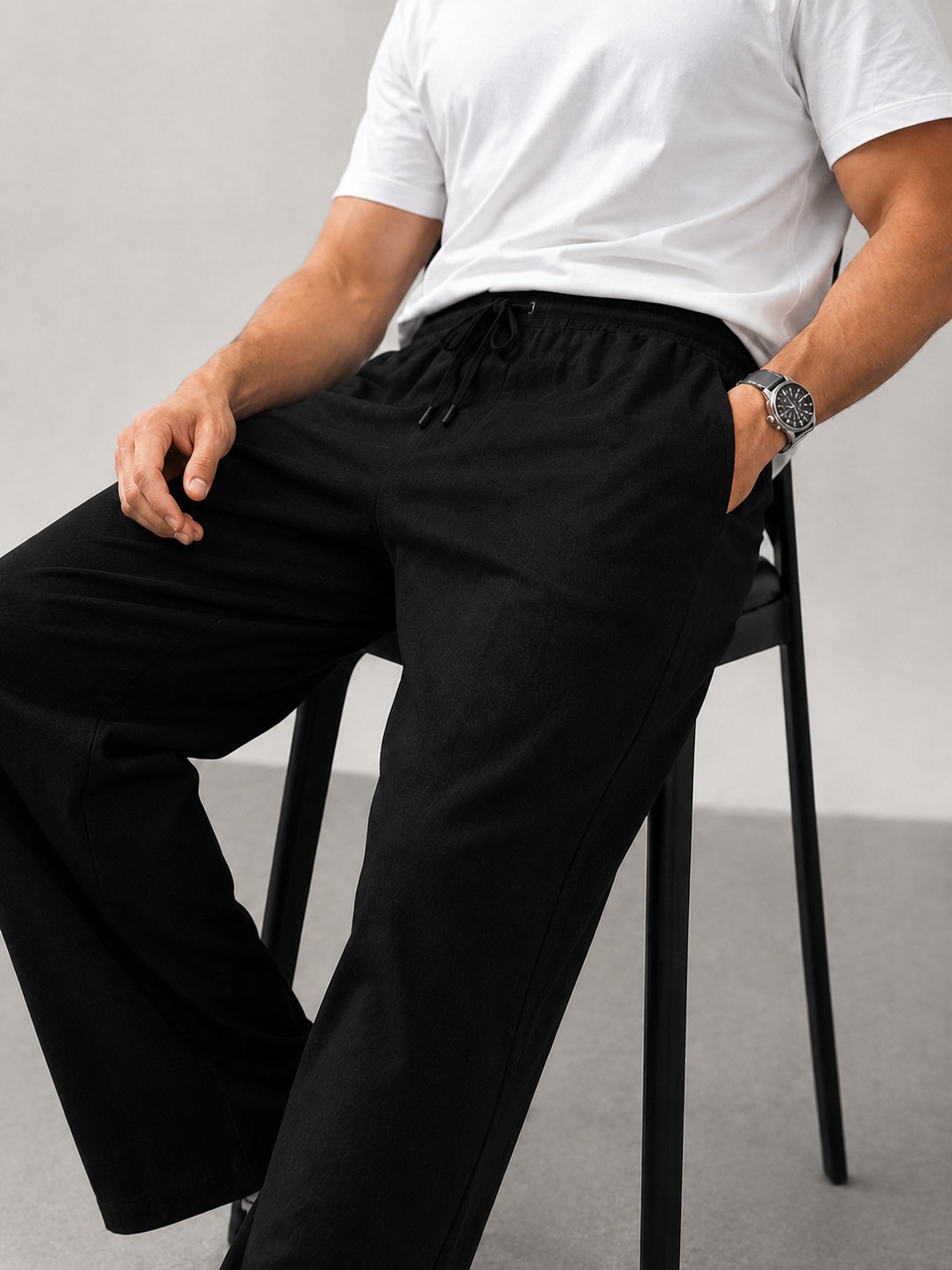 We&Me Erkek Keten Pantolon Baggy Kalıp Lastikli Belli Bağcıklı Yazlık Günlük Rahat Pantolon görsel 6