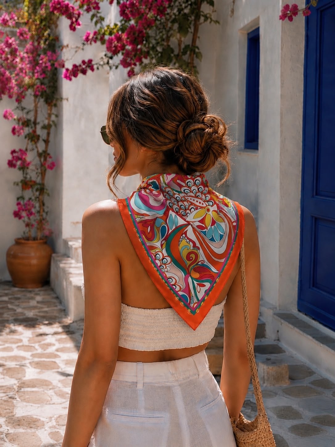 Revam Collection Çok Renkli Bandana Fular Şal 50X50 görsel 2