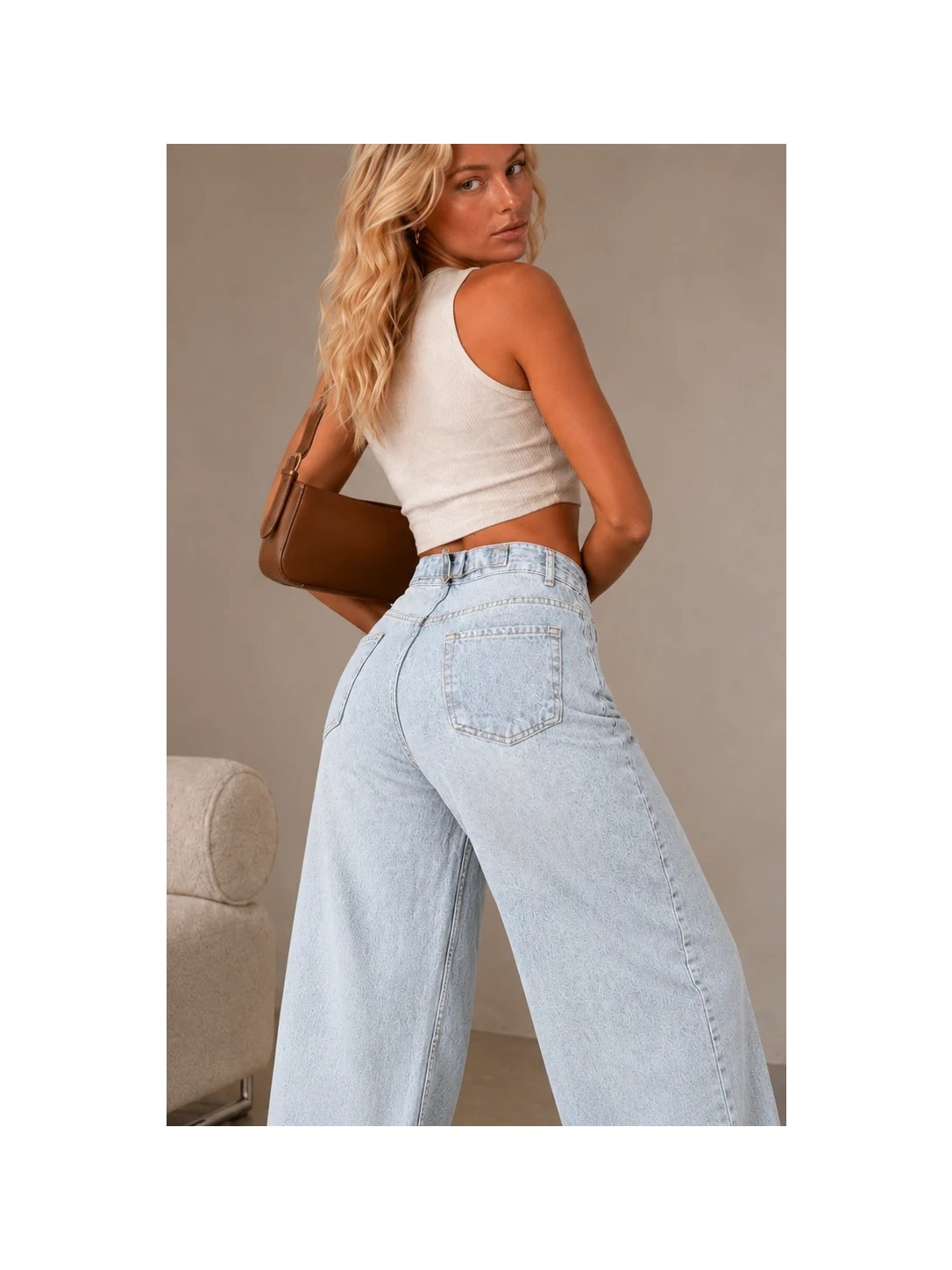 Shevega Kadın Siyah Arka Kemer Tokalı Yüksek Bel Baggy Jeans Salaş Kot Pantolon görsel 3