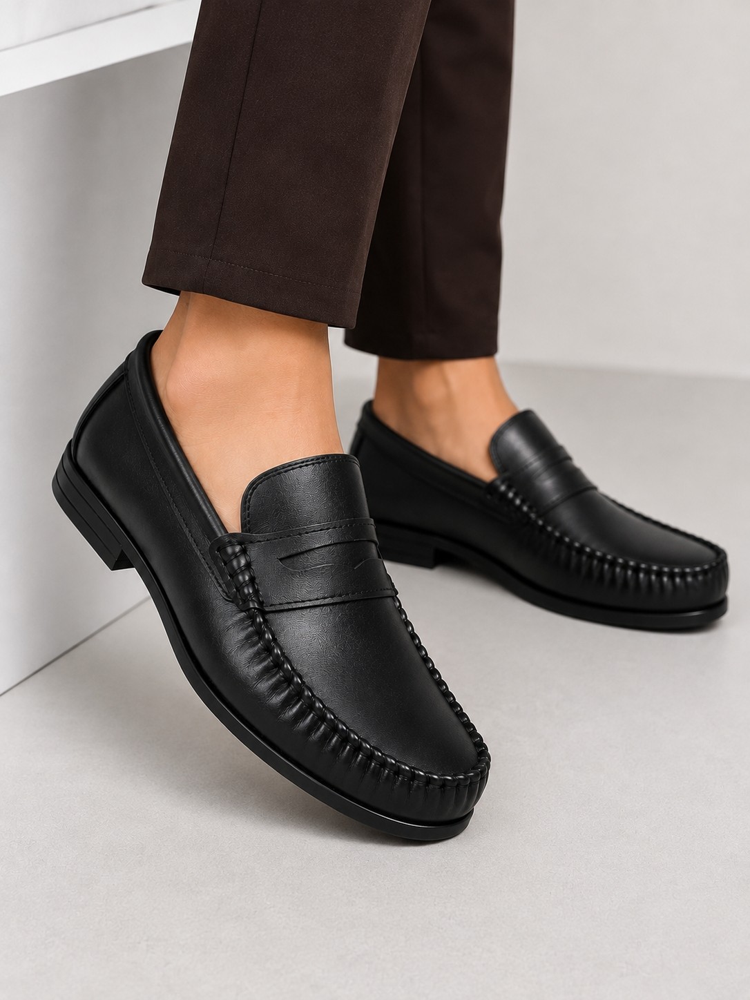 Yalçın Erkek Taba Loafer Ayakkabı, Bağcıksız Tokalı Dikişli Klasik Mokasen Günlük Ayakkabı görsel 5