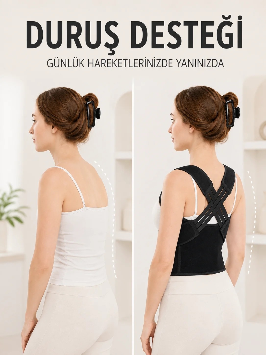 Grandor Postür Dik Duruş Korsesi Sırt Destekli Ayarlanabilir Lastikli Bel Korsesi