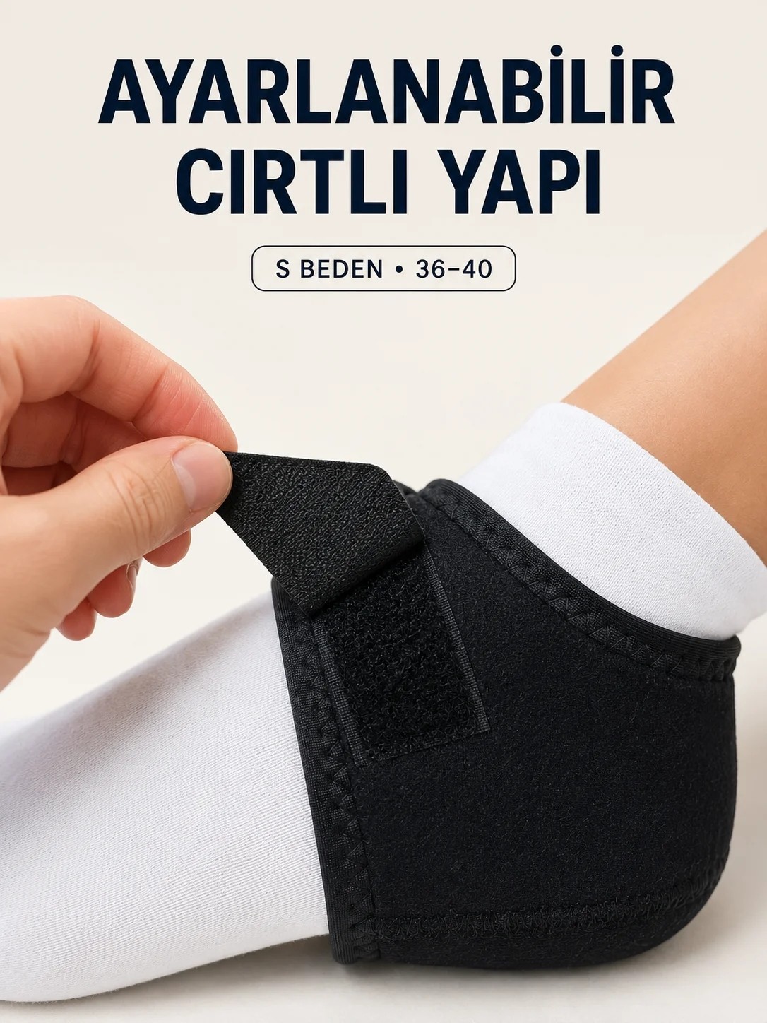 Dorasan S Beden Cırtlı Topuk Çorabı Ayarlanabilir Topuk ve Ayak Bileği Destekleyici