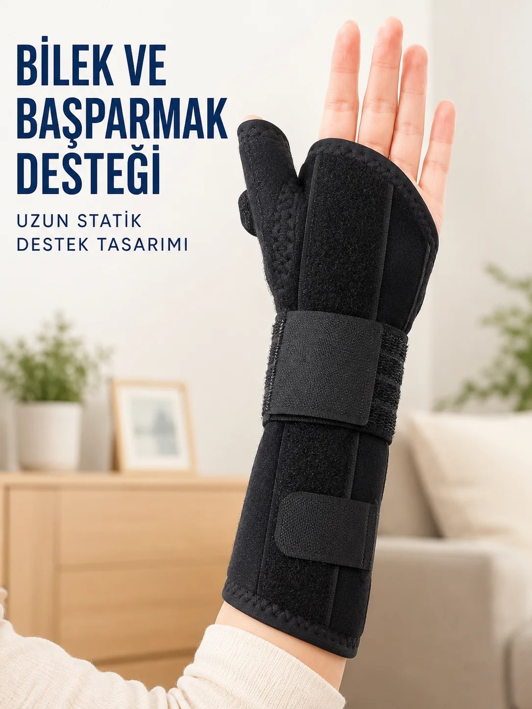 Dorasan Başparmak ve El Bilek Destek Ateli Metal Destekli Ayarlanabilir Cırtlı Bileklik