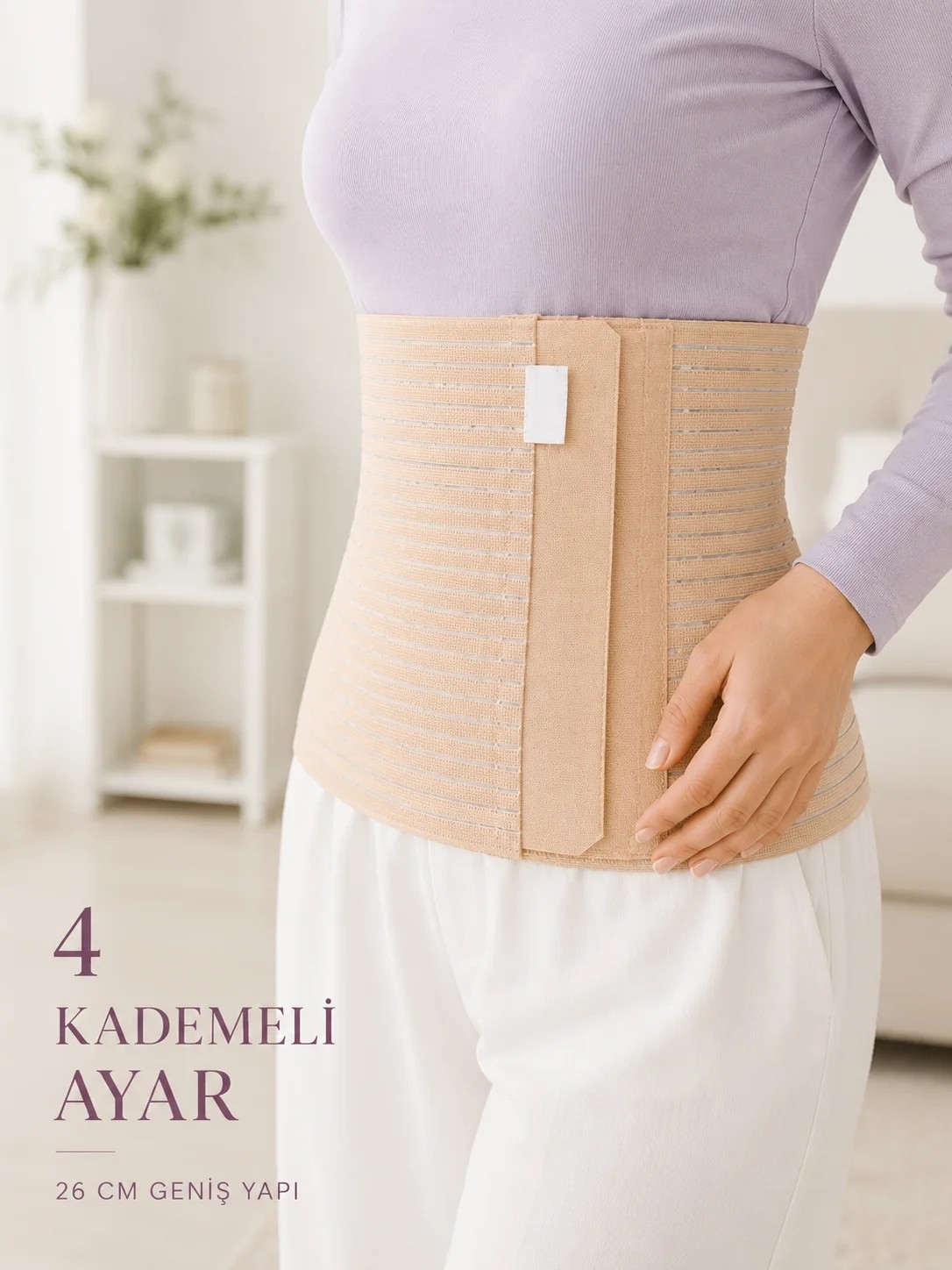 Masa Dostu 26 cm Abdominal Korse Doğum Sonrası 4 Kademeli Ayarlanabilir Karın Bel Korsesi Tdms-07