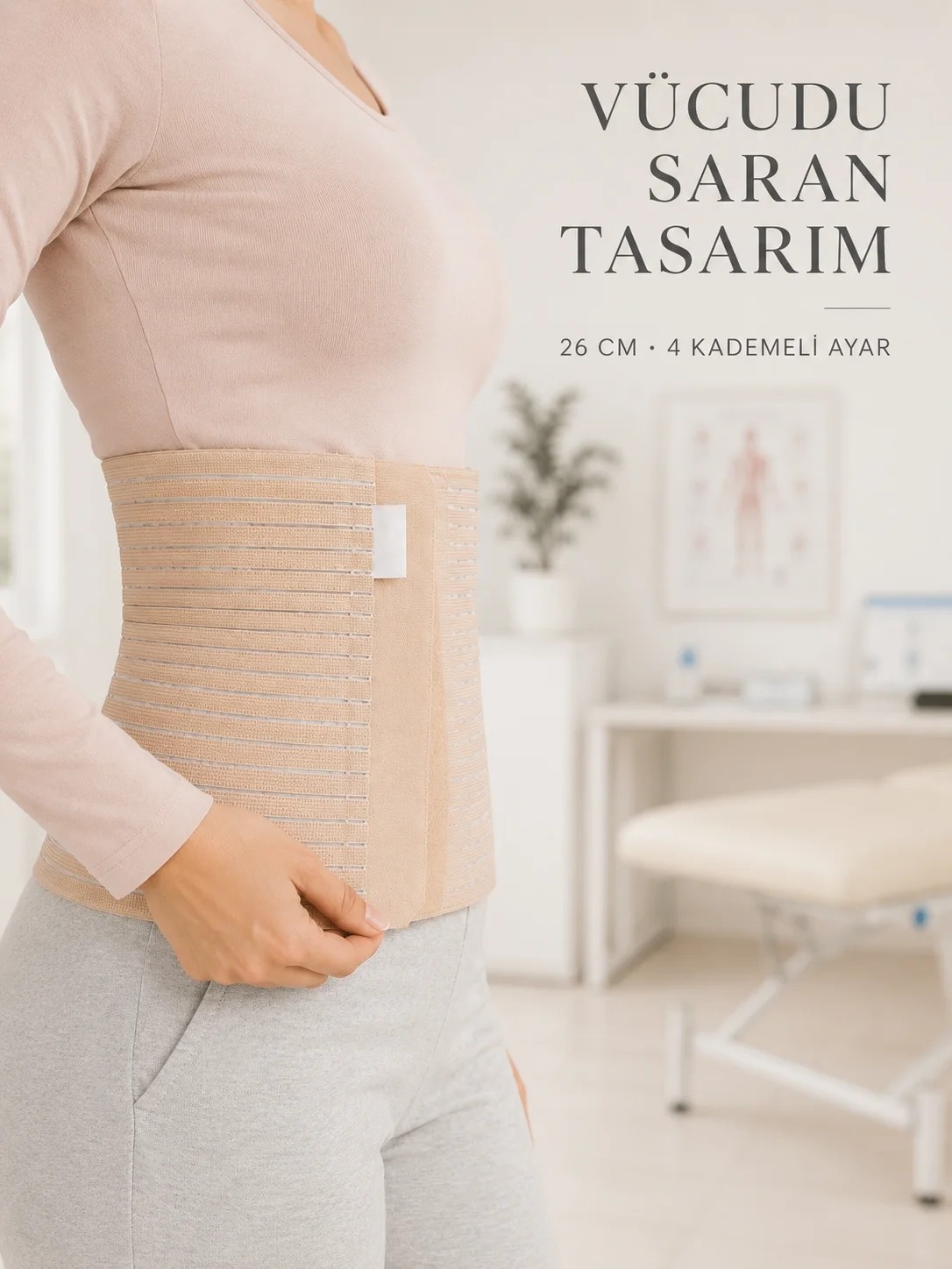 Grandor Doğum Sonrası Abdominal Korse 26 cm 4 Kademe Ayarlı Karın Toparlayıcı Korse