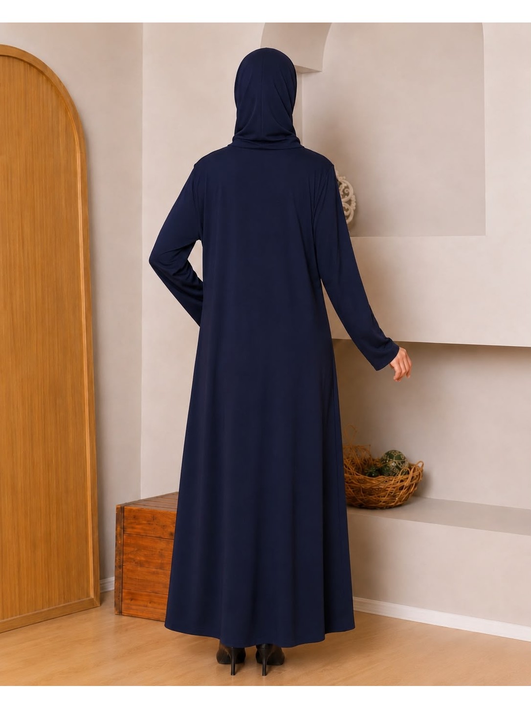 Defka Pamuklu Kendinden Şallı Kadın Namaz Elbisesi görsel 2