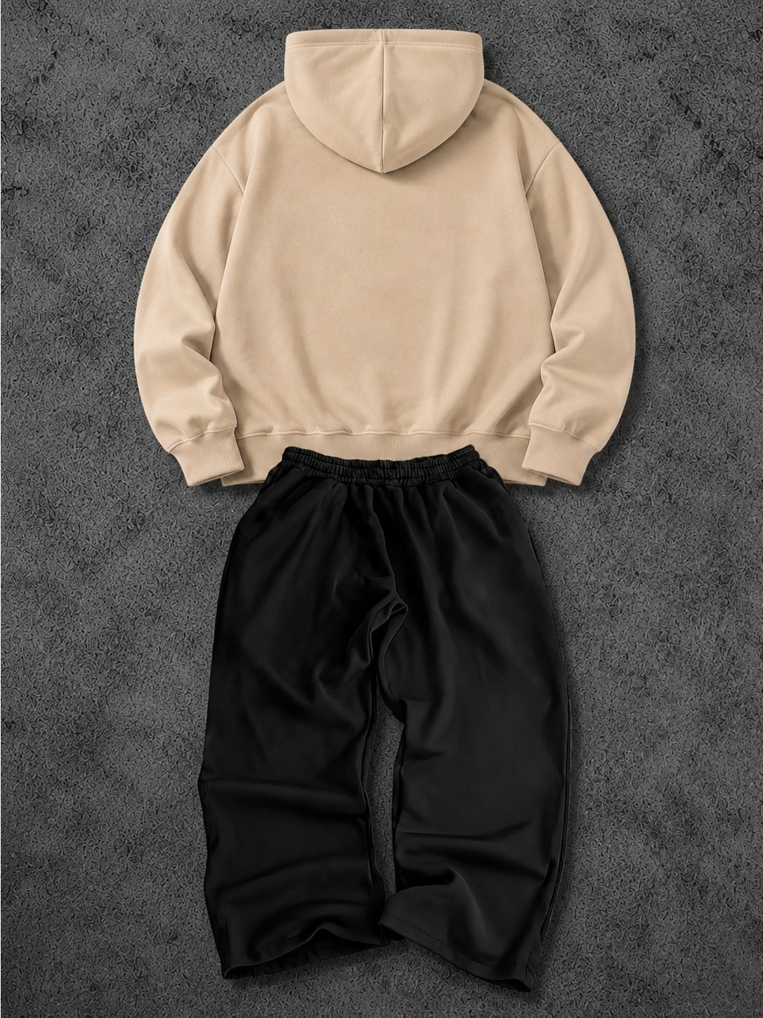 Macklin Unisex Kadın Erkek Punch Baskılı Oversize 3 Iplik Kapüşonlu Sweatshirt ve Baggy Eşofman Altı görsel 6