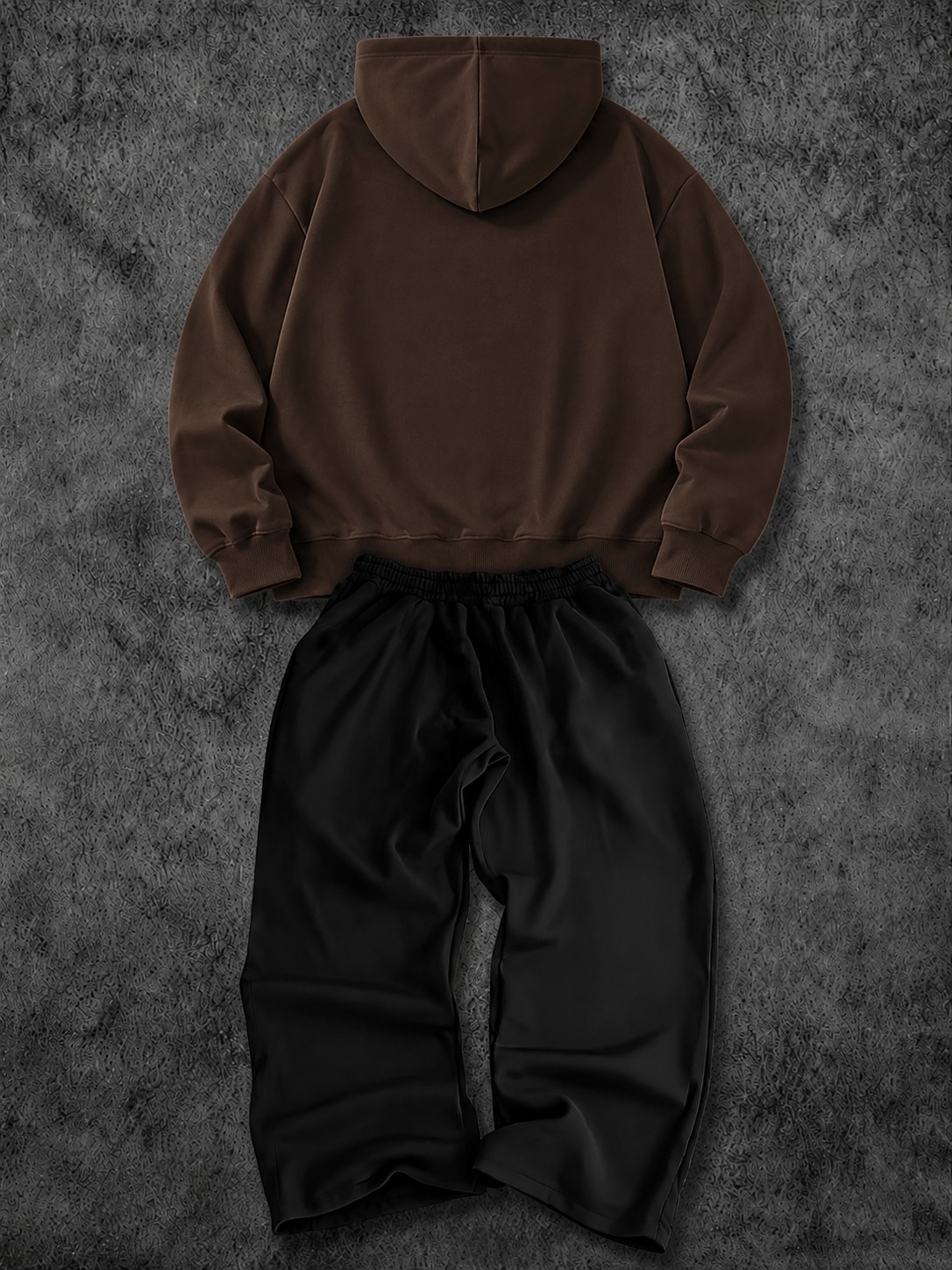 Macklin Unisex Kadın Erkek Punch Baskılı Oversize 3 Iplik Kapüşonlu Sweatshirt ve Baggy Eşofman Altı görsel 8