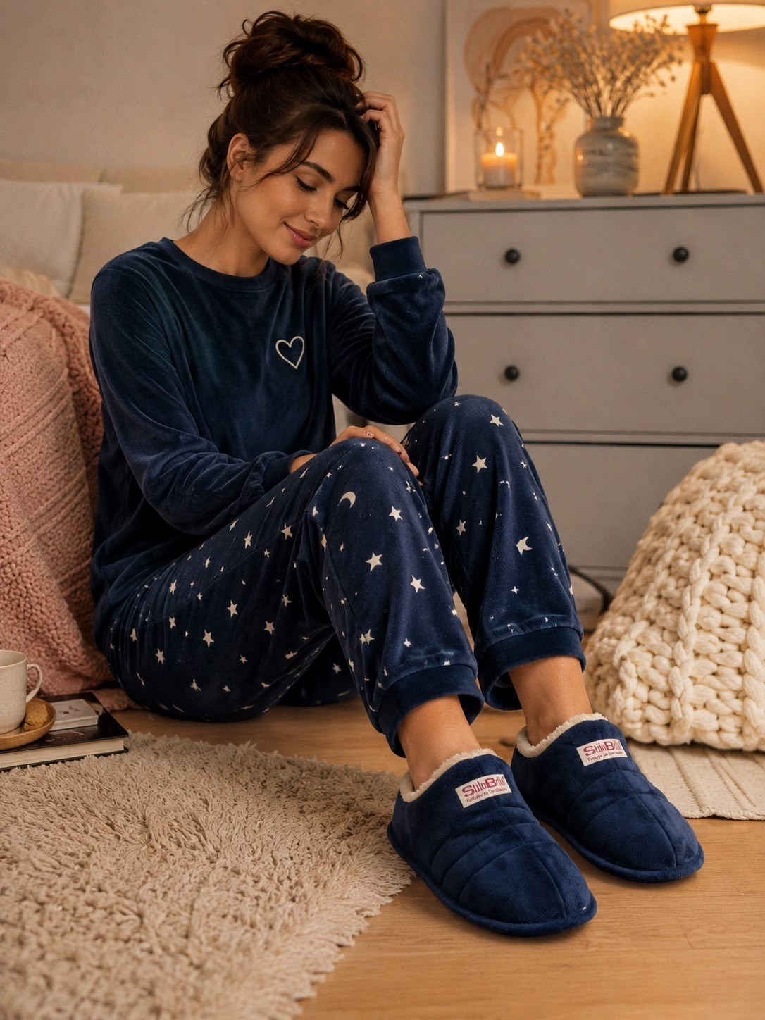 ModaFrato 3'lü Paket Stl-01 Unisex Panduf Kadın Erkek Ev Ayakkabısı Ev Botu Yumuşak Rahat Taban Içi Yünlü Sıcak Tutan Yapı görsel 8