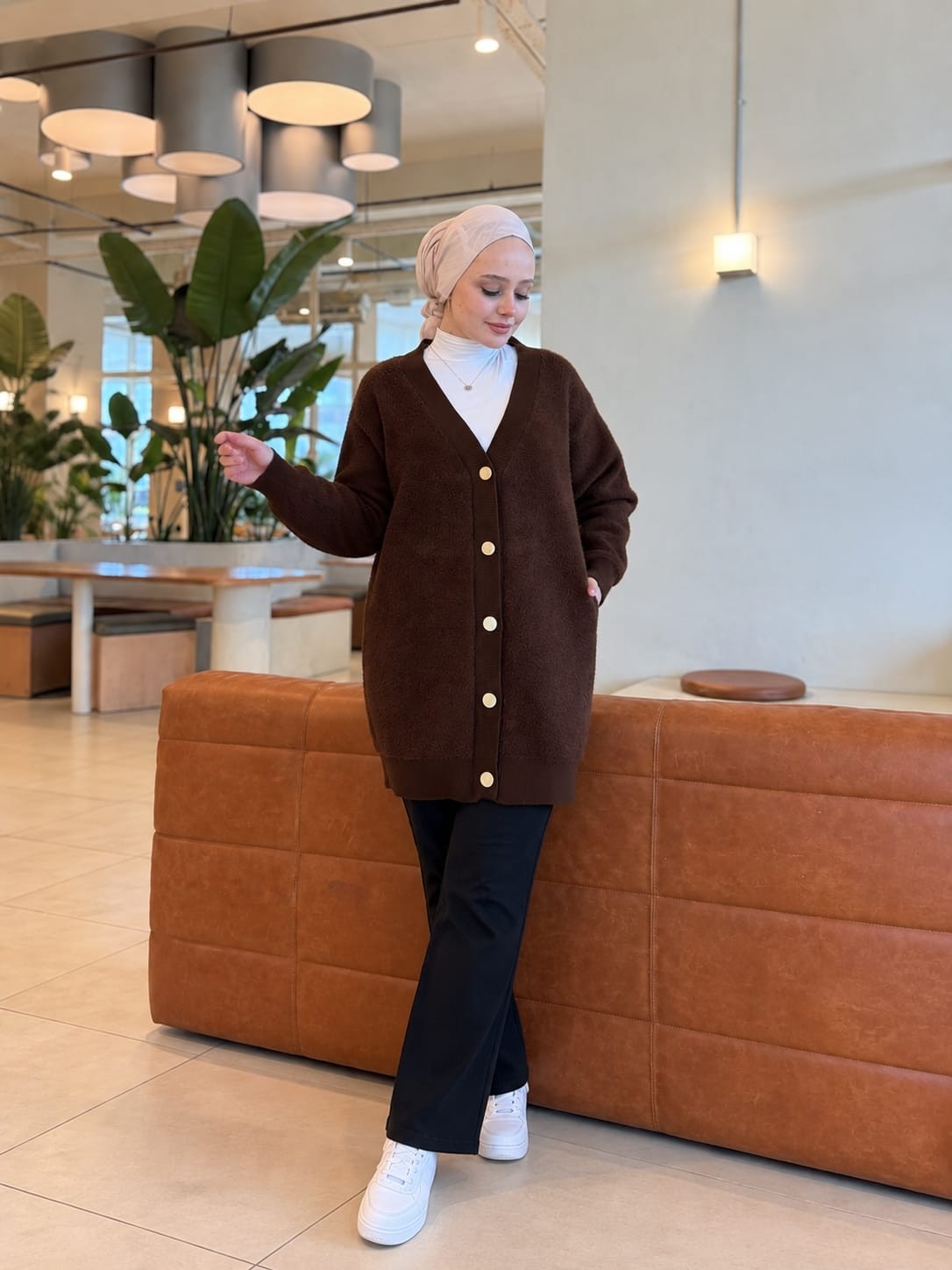 Esra Butik 🧶 Sakallı Hırka | Uzun Triko Hırka--Standart Beden (38-46)