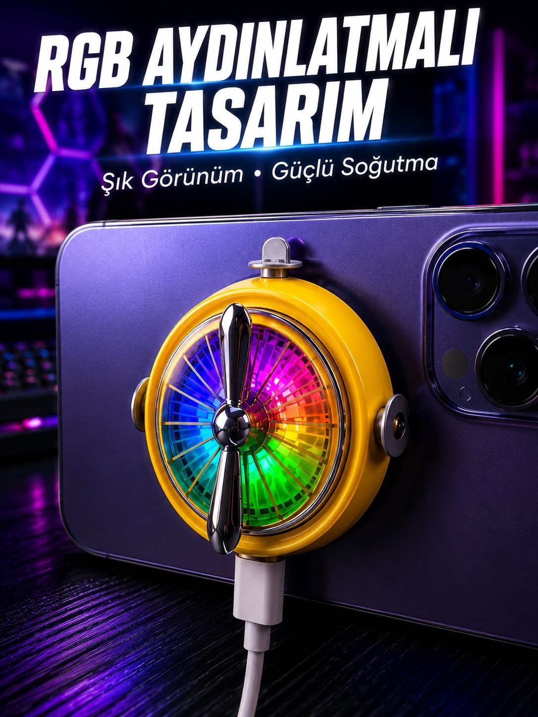 Esranın Dünyası Rgb Işıklı Manyetik Telefon Oyun Soğutucu Fan - Lisinya