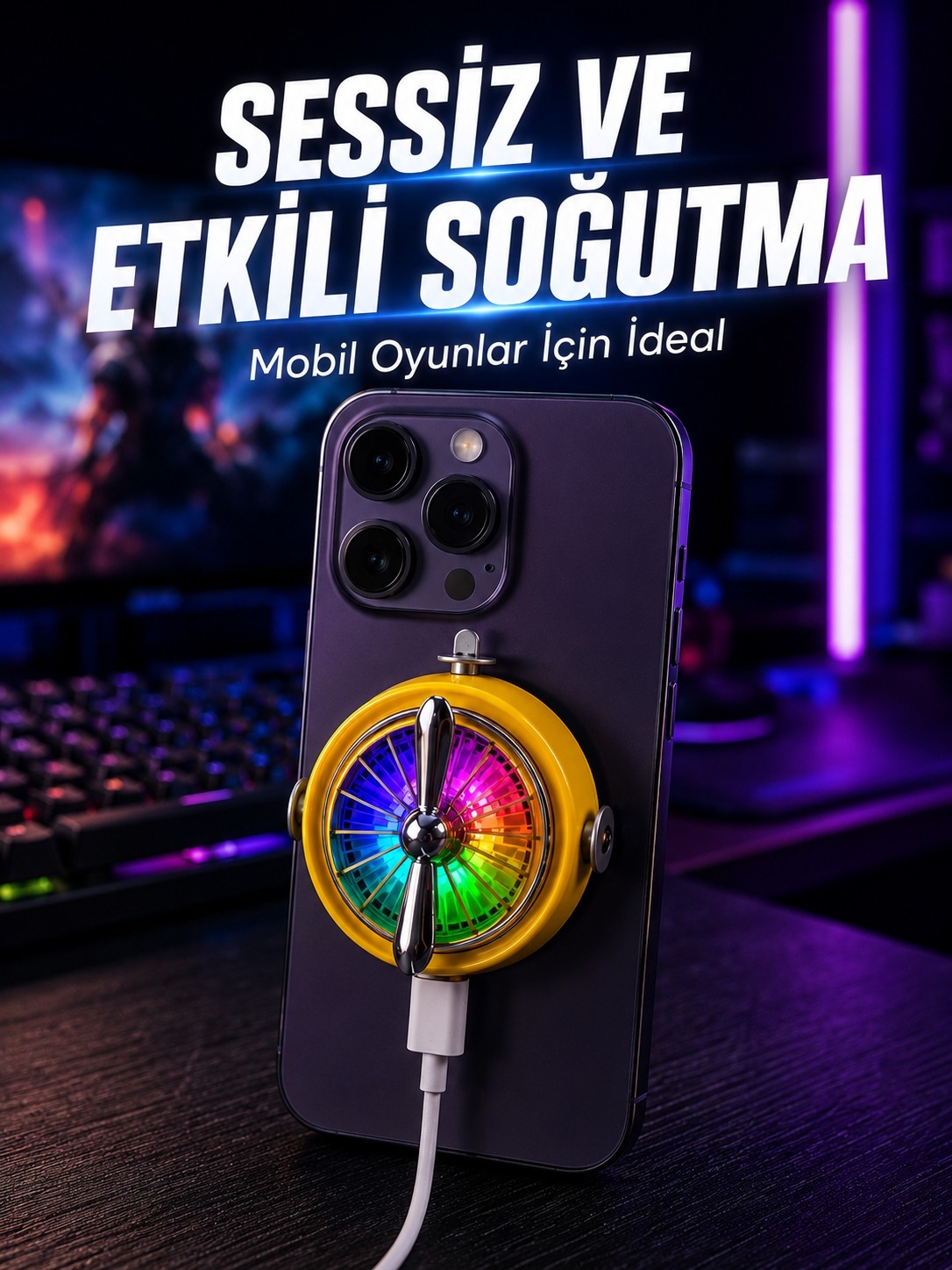 Esranın Dünyası Manyetik Telefon Soğutucu Rgb Fanlı Mobil Oyun Soğutucusu - Lisinya