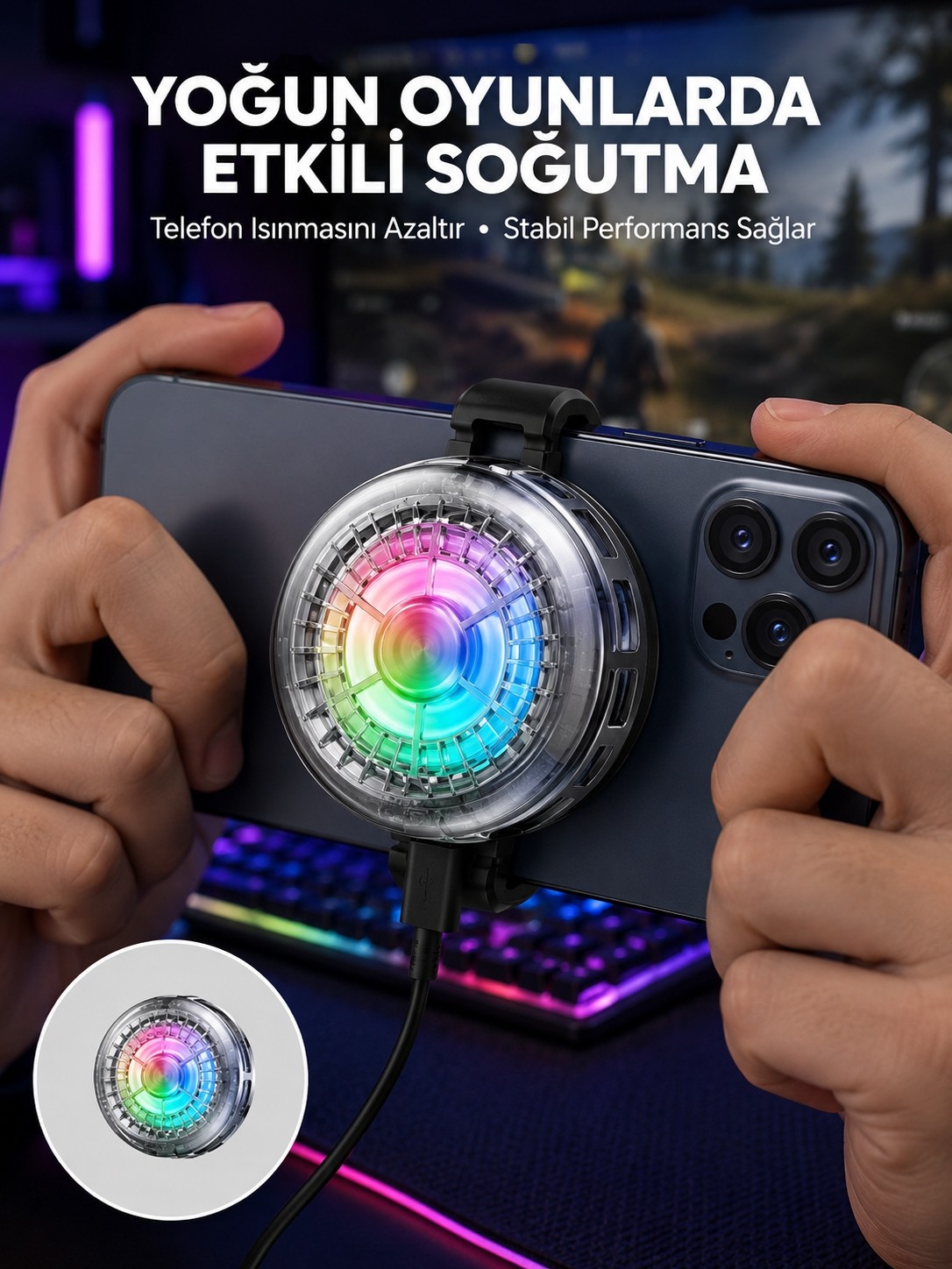 Esranın Dünyası Rgb LED Telefon Soğutucu Fan Yüksek Hızlı Soğutma Oyuncu Cooler Yeni Nesil - Lisinya