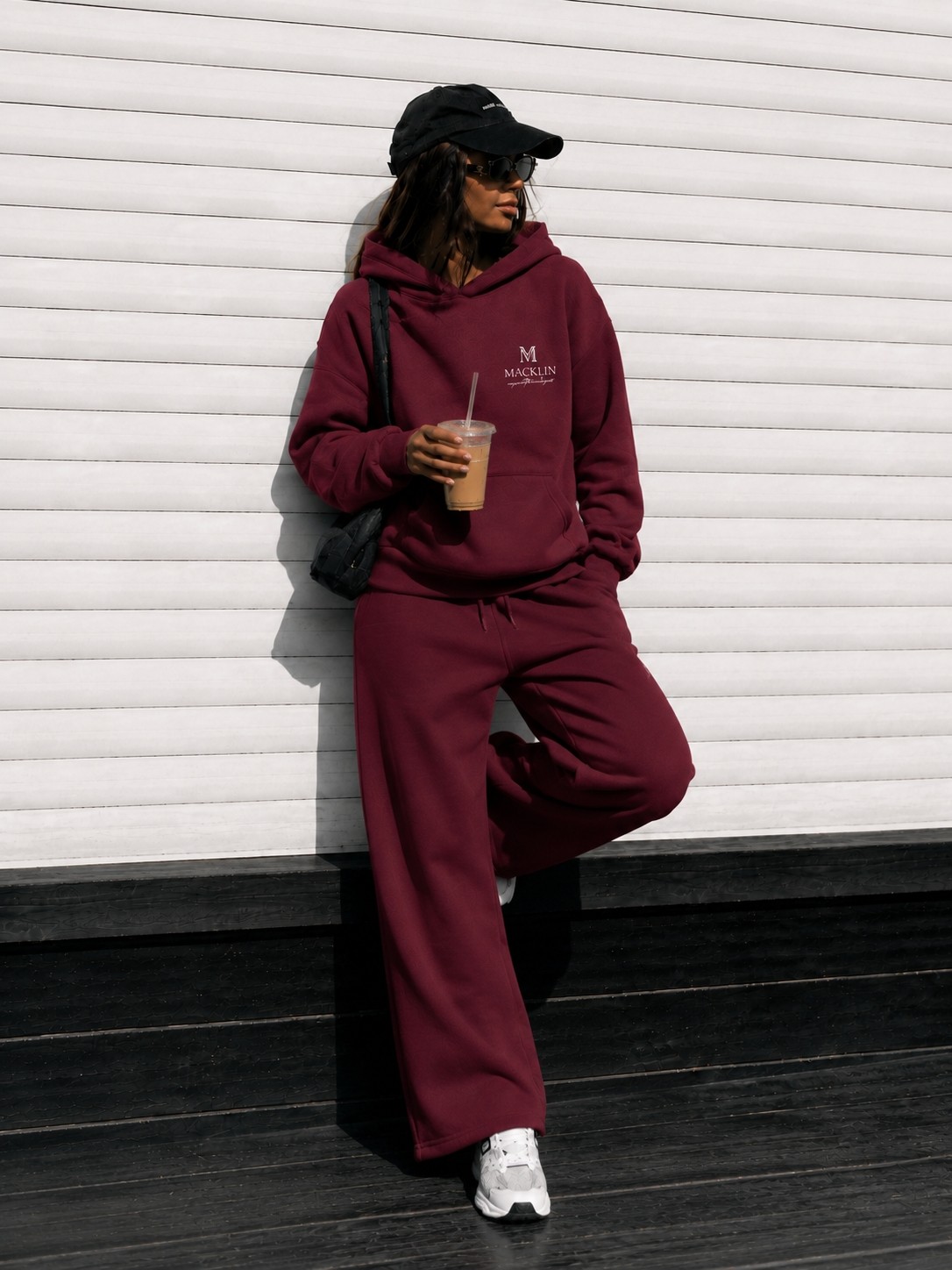 Macklin Unisex Kadın Erkek Movement Baskılı Oversize 3 Iplik Kapüşonlu Sweatshirt ve Baggy Eşofman Altı