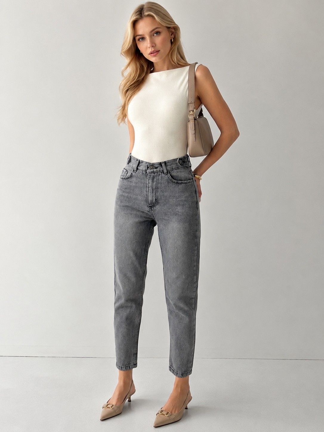 Shevega Yüksek Bel Kemer Detaylı Trend Mom Jean Boyfriend Kot Pantolon