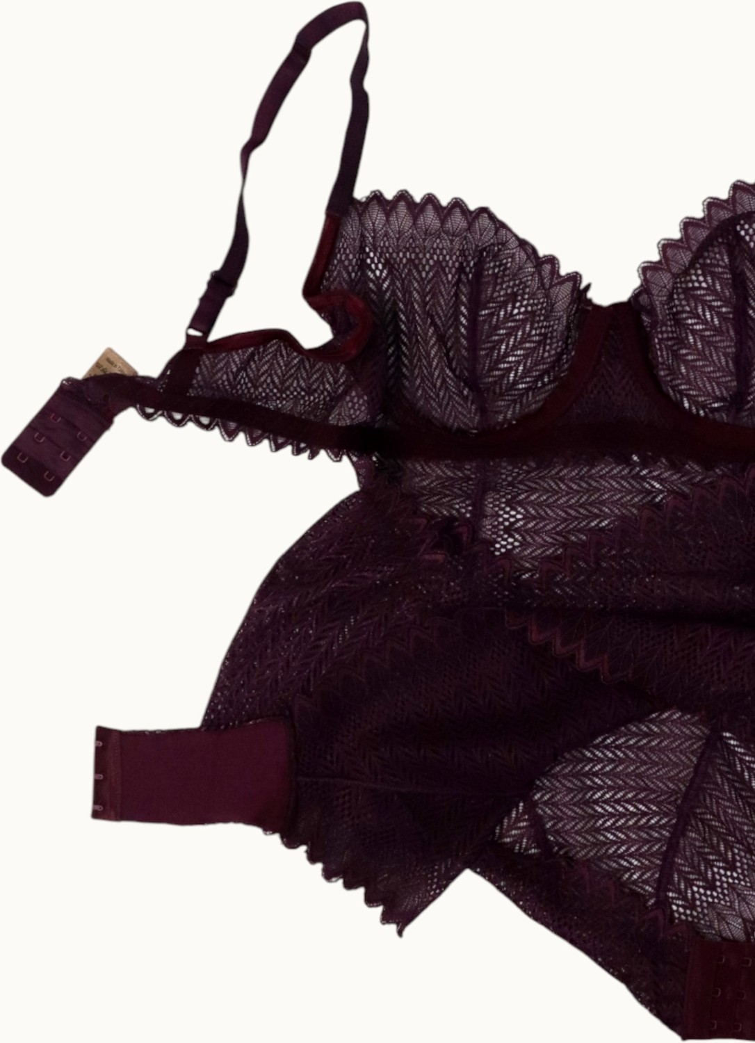 Hadiora Kadın Mor Dantelli Balenli Desteksiz Bodysuit görsel 3