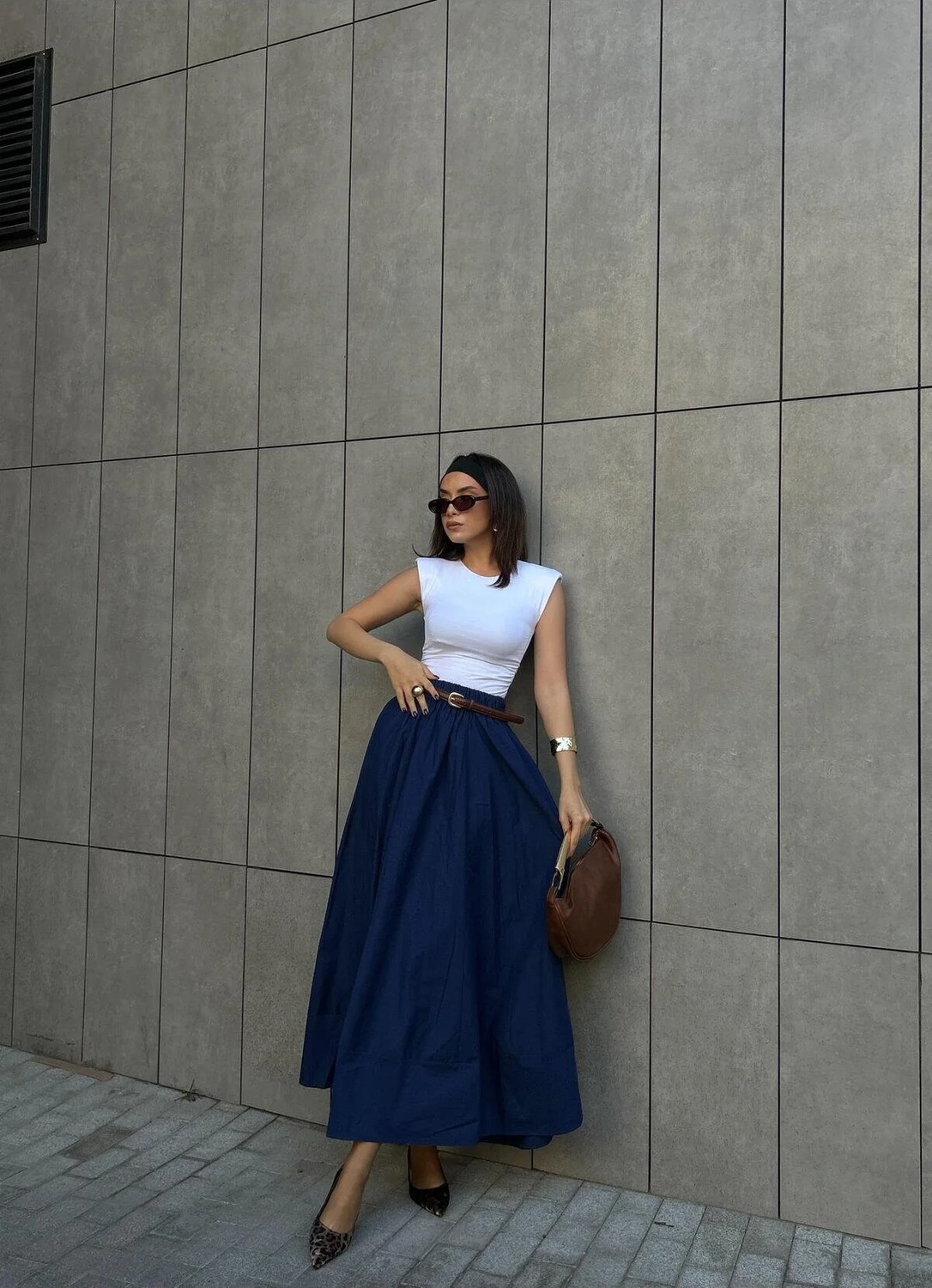 Minaaise Sarı Poplin Beli Lastikli Uzun Etek 27321