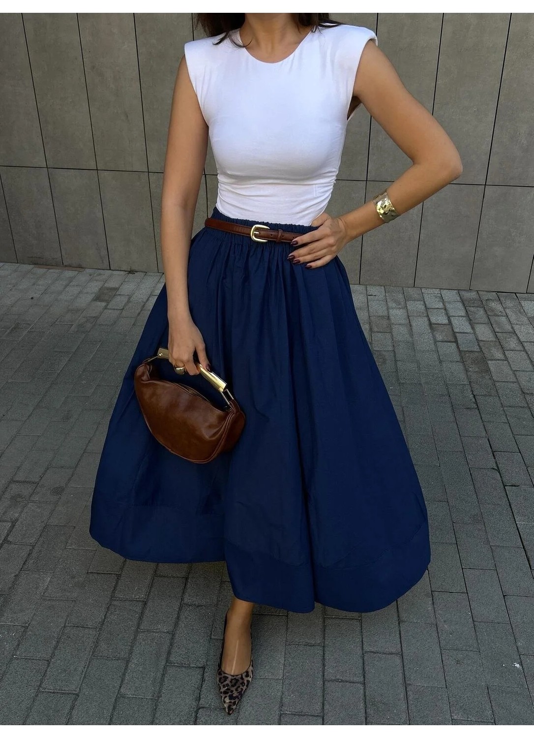 Minaaise Sarı Poplin Beli Lastikli Uzun Etek 27321 görsel 6