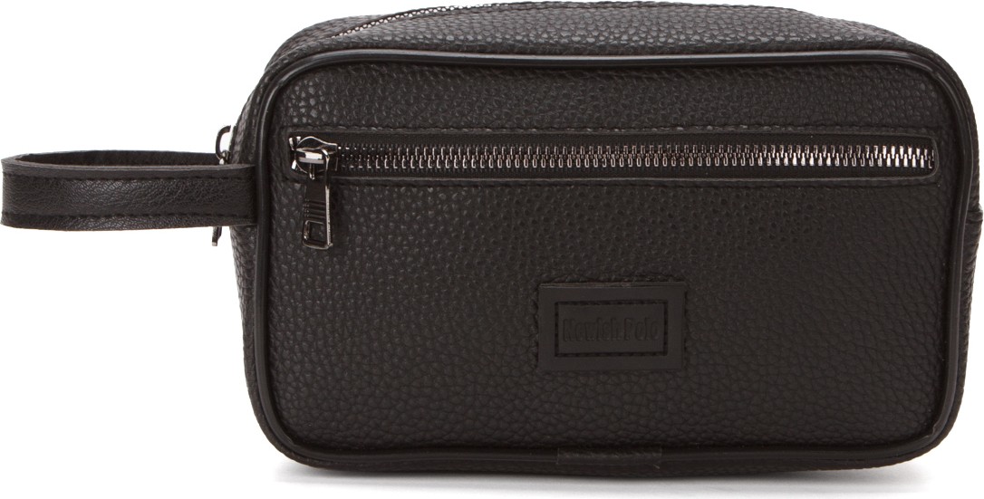 Newish Polo Erkek Siyah Deri Portföy Clutch Traş Kozmetik Bakım ve Günlük El Çantası newpolo269 görsel 4