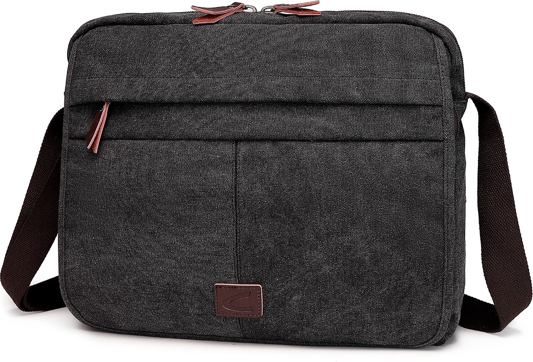 Hüvendo Cactive Kanvas Su Geçirmez Kumaş Uzun Askılı Laptop Bölmeli Unisex Postacı Çantası Siyah görsel 2