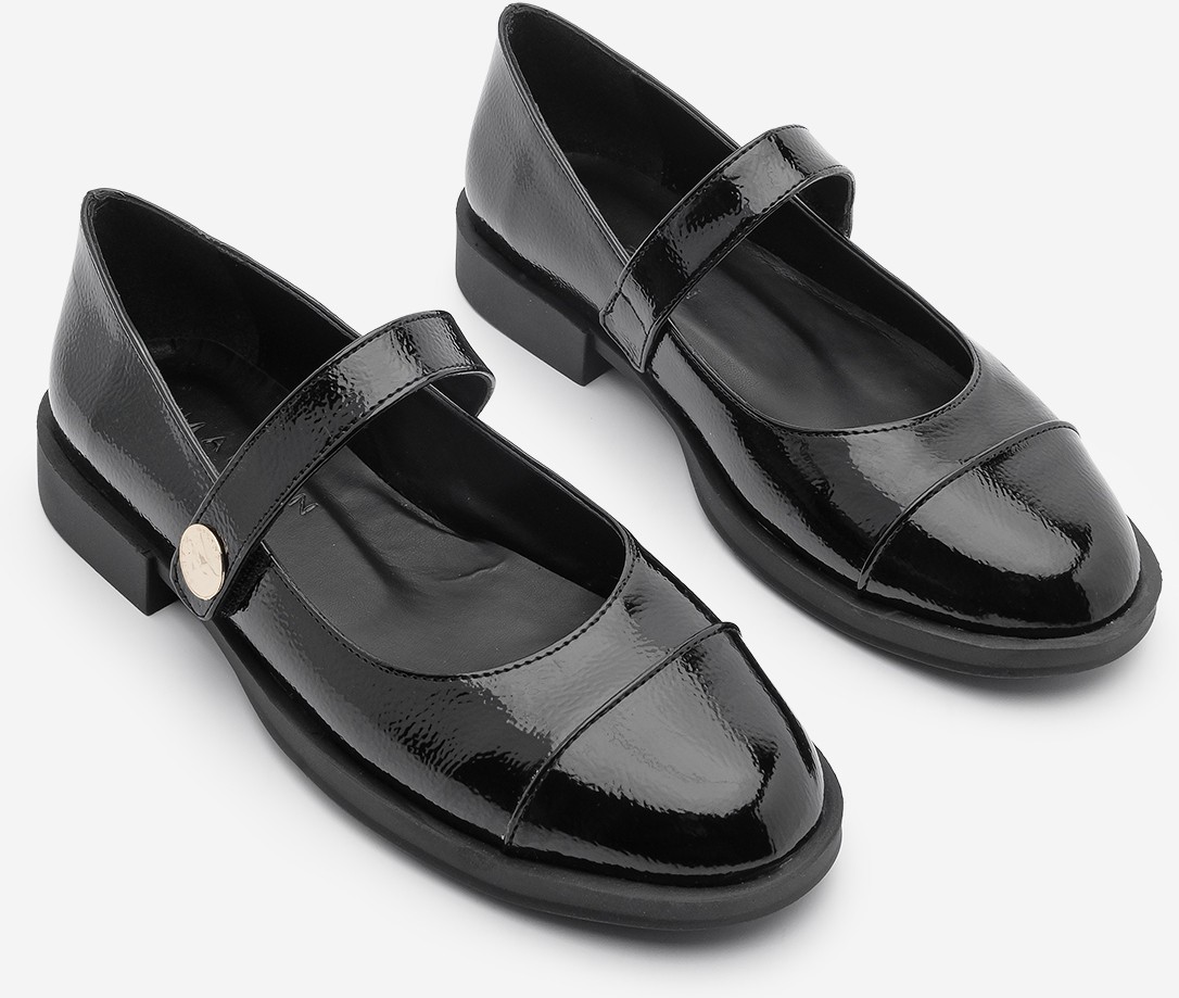 Marjin Kadın Loafer Cırtlı Günlük Ayakkabı Valsey Siyah Rugan görsel 5