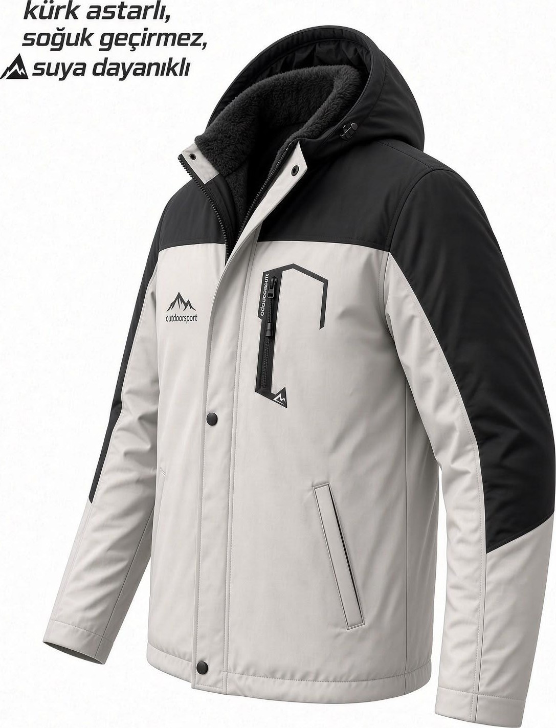 Oksit Tuc 1032 Içi Polar/kürk Astarlı Su Itici Termal Softshell Erkek Mont - Soğuk Geçirmez Spor Kaban görsel 6