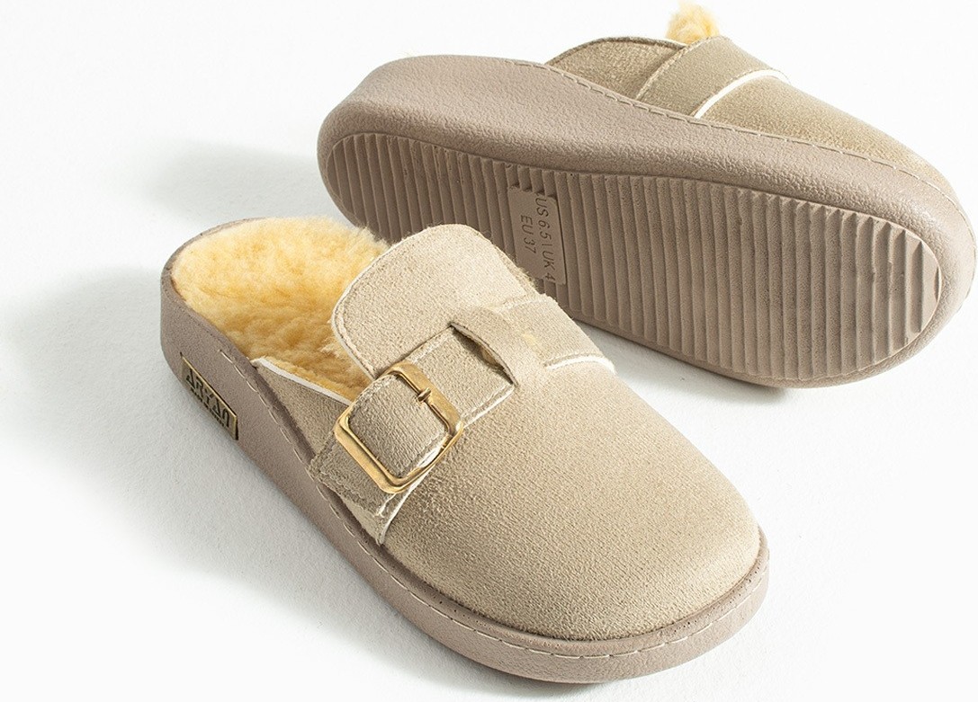 Polomia Comfort Sabo Içi Ithal Suni Kürklü Süet Tokalı Ayarlanabilir Outdoor Sıcak Ev Terliği-Alvin görsel 3