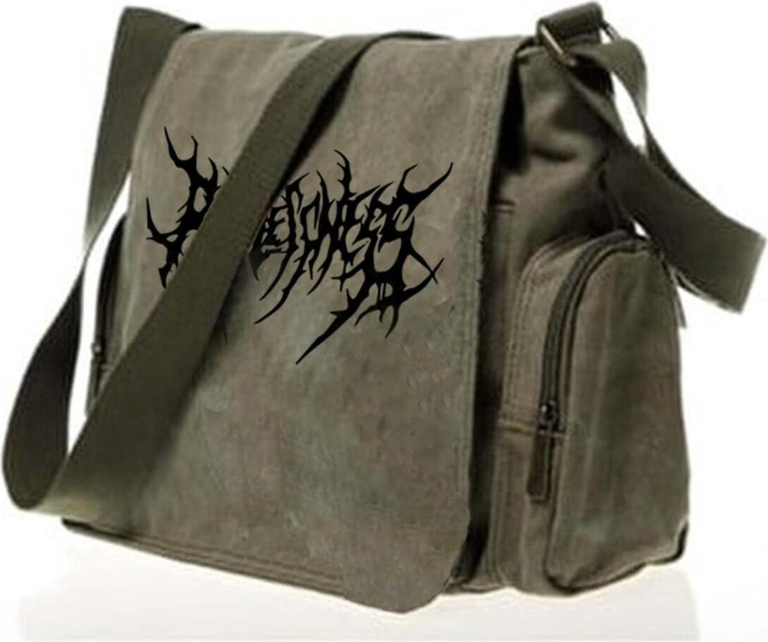 Touz Moda Day Light Gothic Punk Baskılı Unisex Yeşil Postacı Çantası