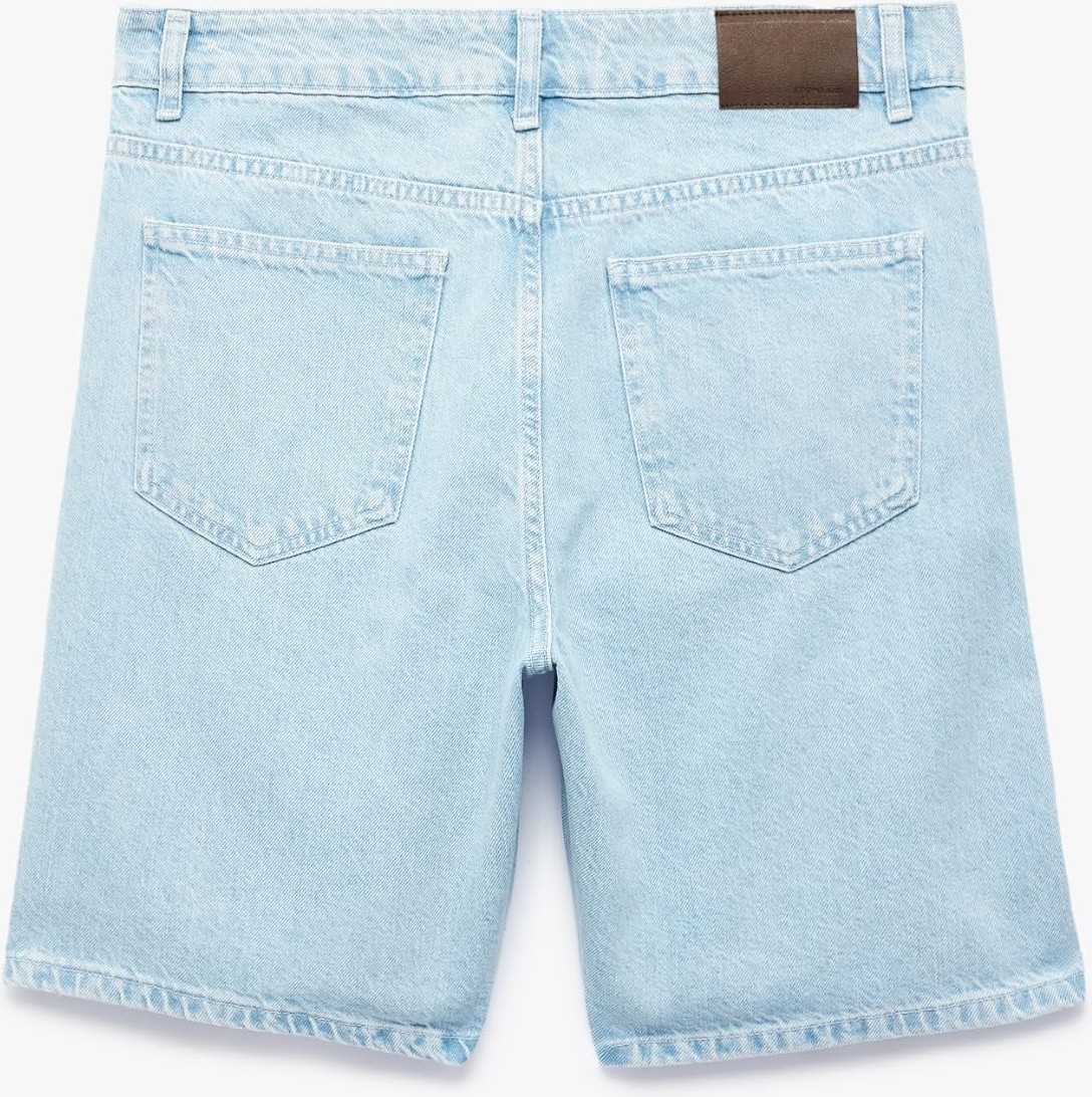 Die Grup Normal Bel Pamuklu Bermuda Straight Fit Jean Şort görsel 4