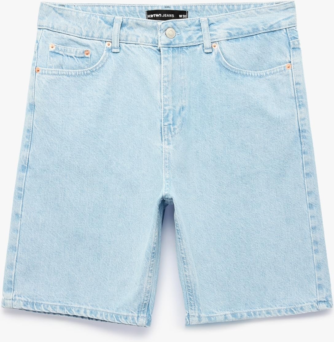 Die Grup Normal Bel Pamuklu Bermuda Straight Fit Jean Şort görsel 3