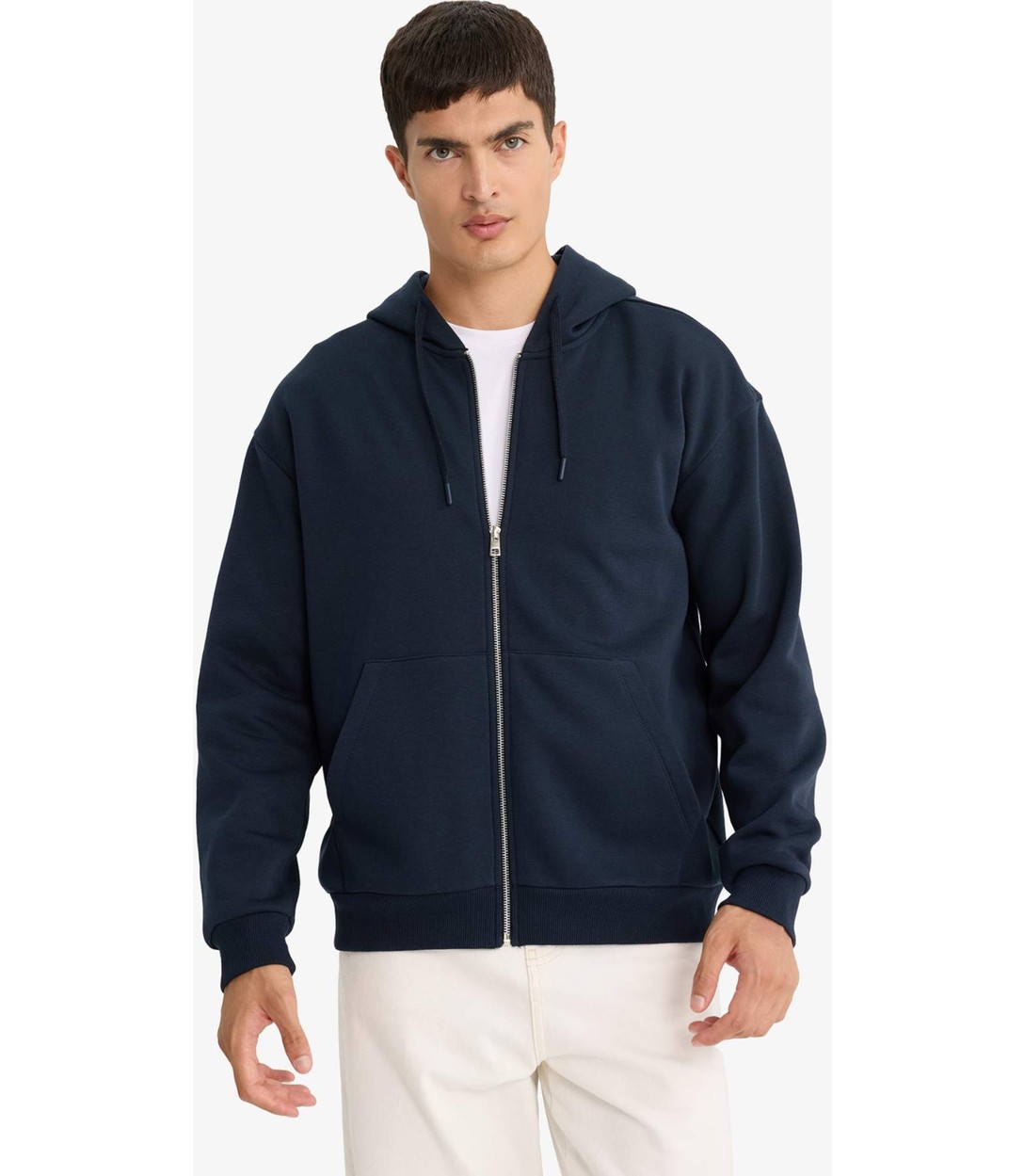 DeFacto Comfort Fit Kapüşonlu İçi Yumuşak Tüylü Basic Düz Cepli Kalın Fermuarlı Sweatshirt D7599AX25AU görsel 5