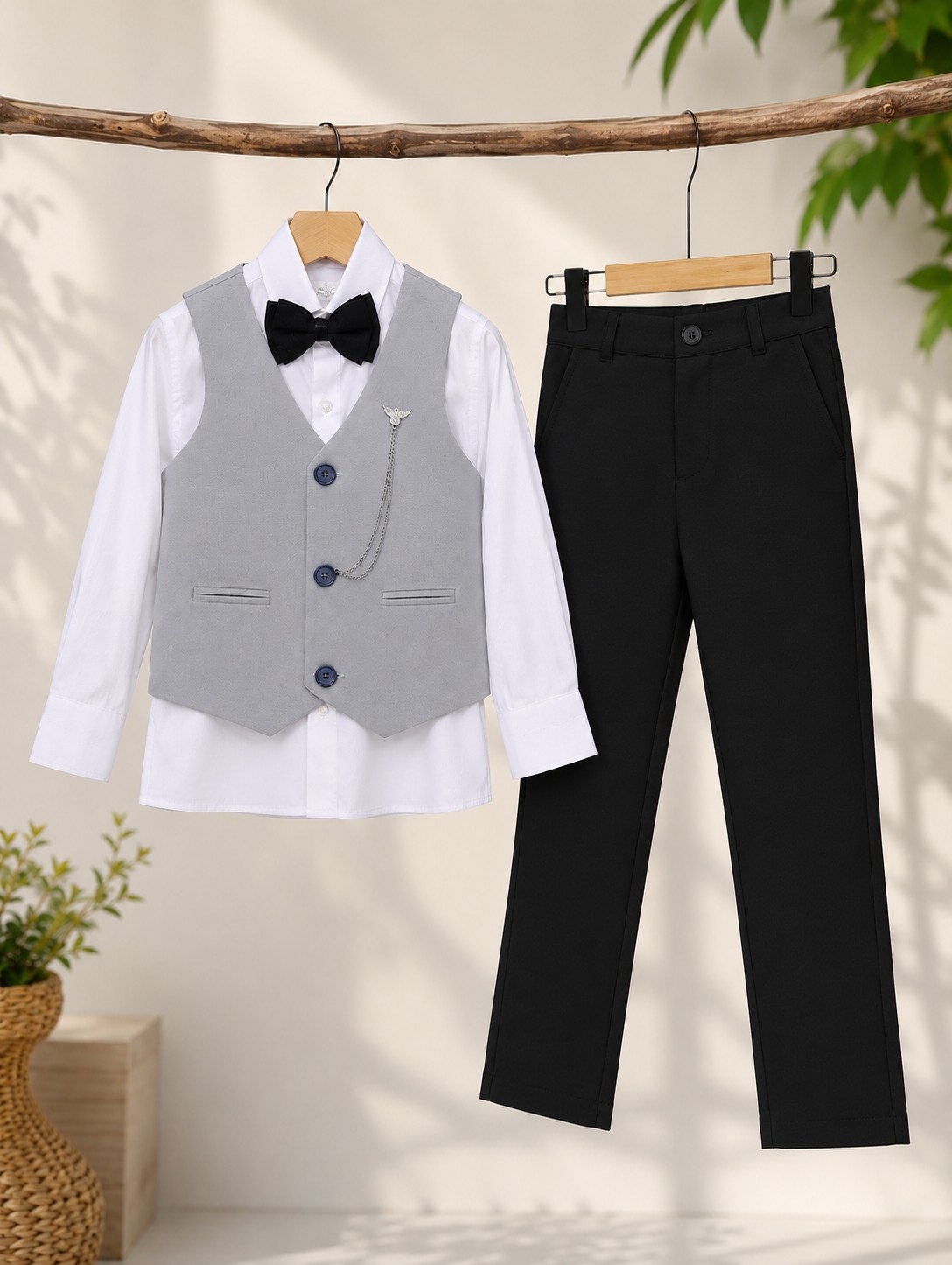 tinytrends Erkek Çocuk Yelek Gömlek Papyon Pantolon Takım Elbise görsel 6